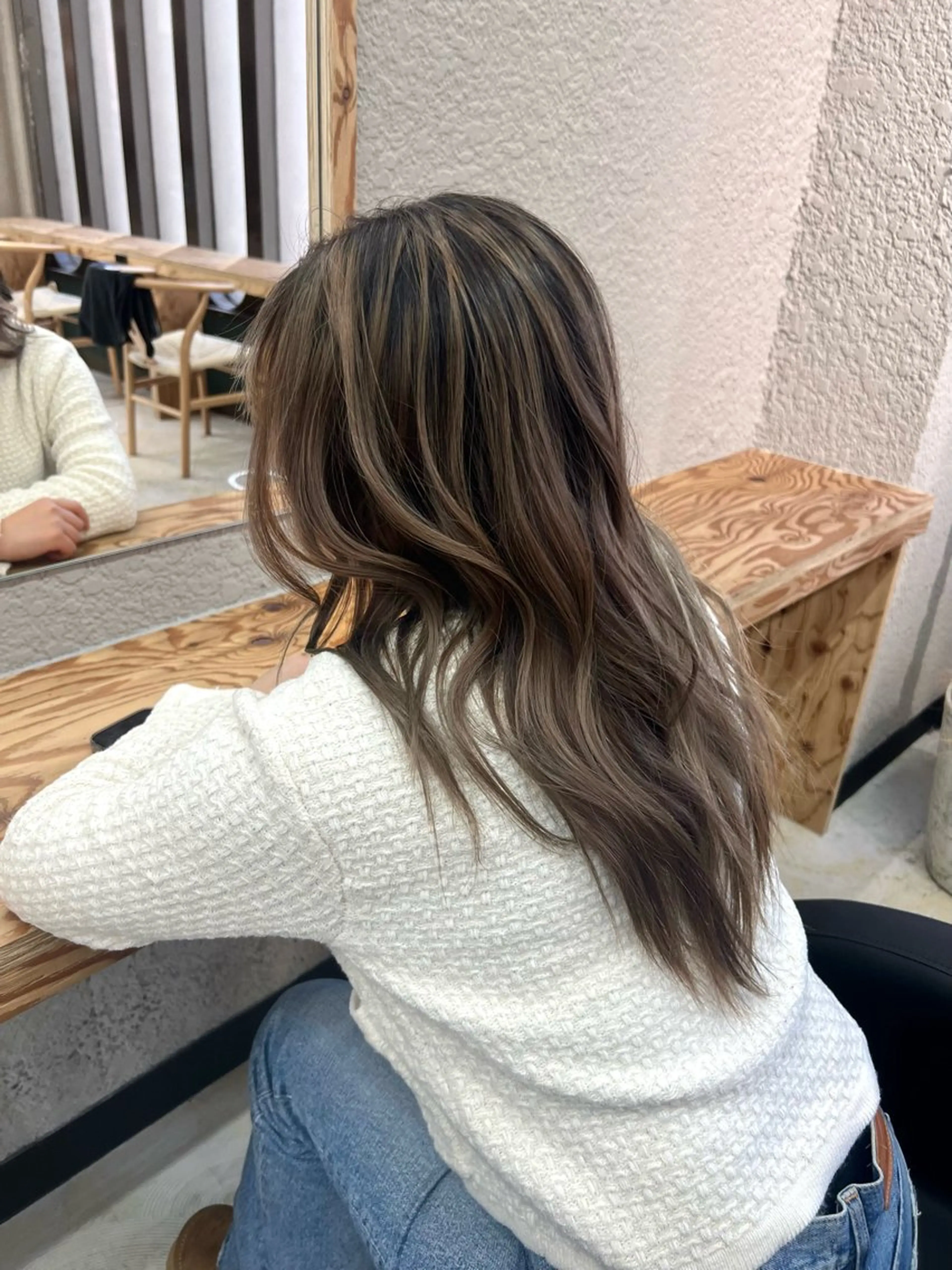 セミロング カラー ヘアカラー 💖難波レイヤー カット💖ツバサのヘアスタイル
