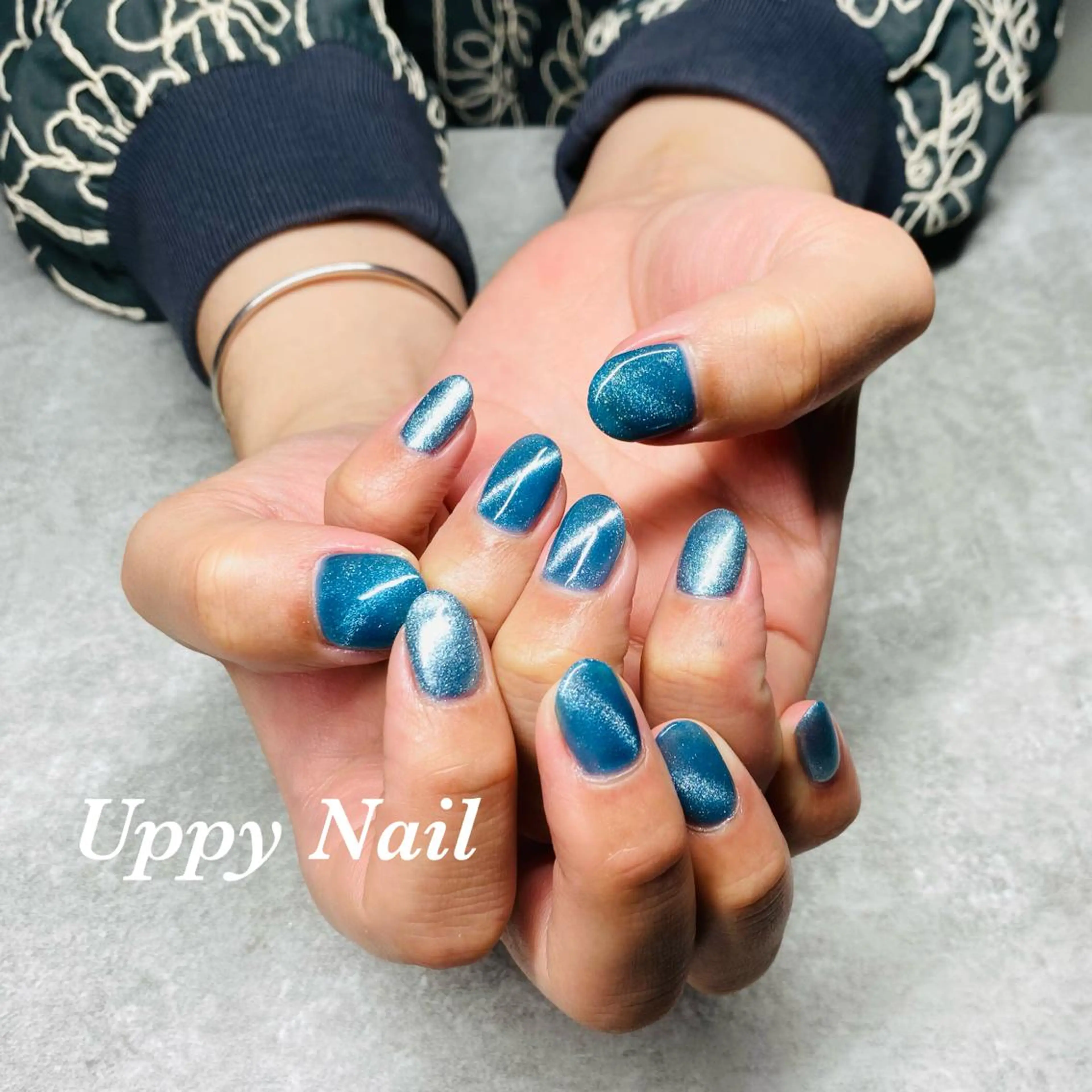 ネイル ブルー マグネットネイル ハンドネイル Uppy Nail ukyoのネイルデザイン