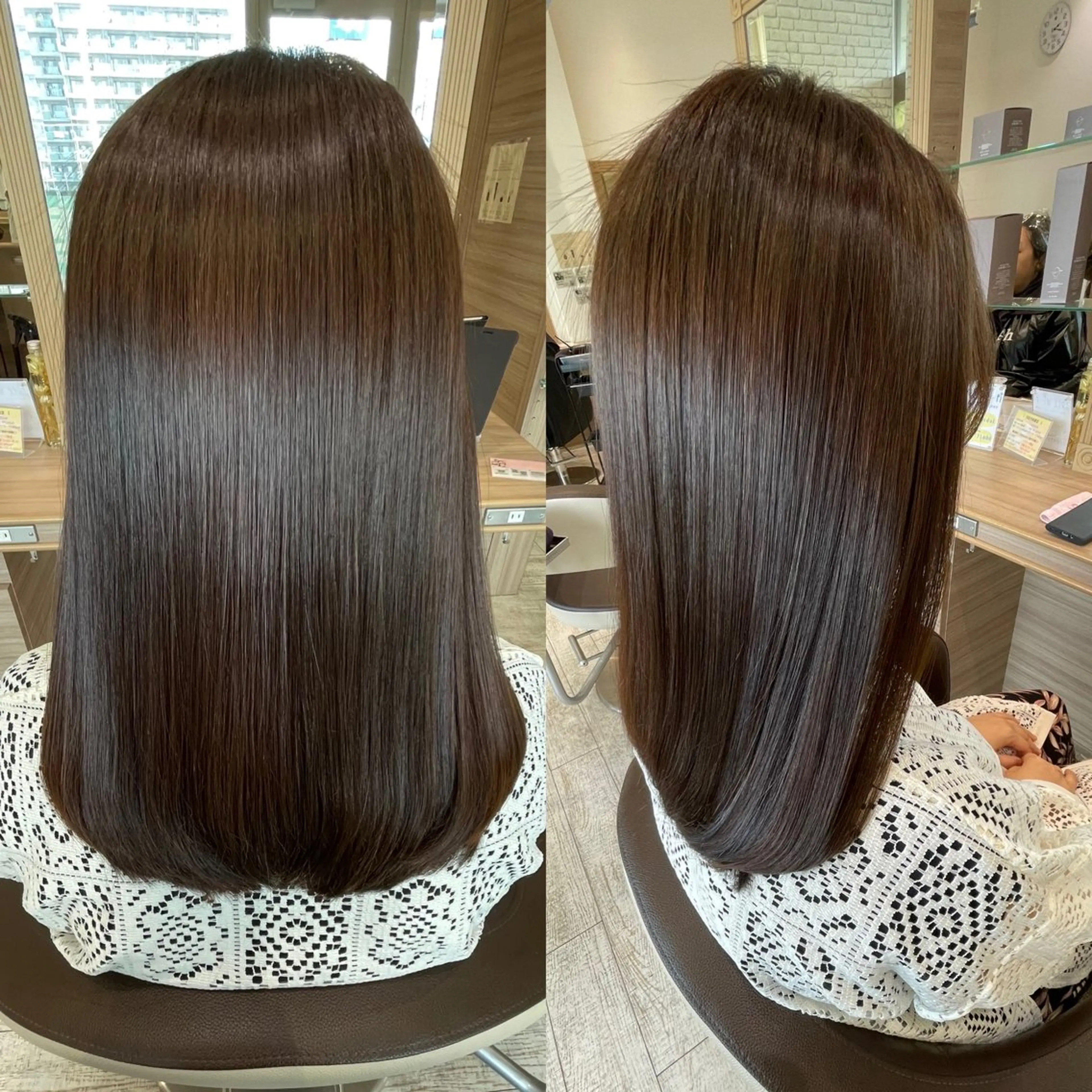 セミロング カラー 髪質改善 トリートメント カット ヘアカラー トリートメント 加藤 未歩のヘアスタイル