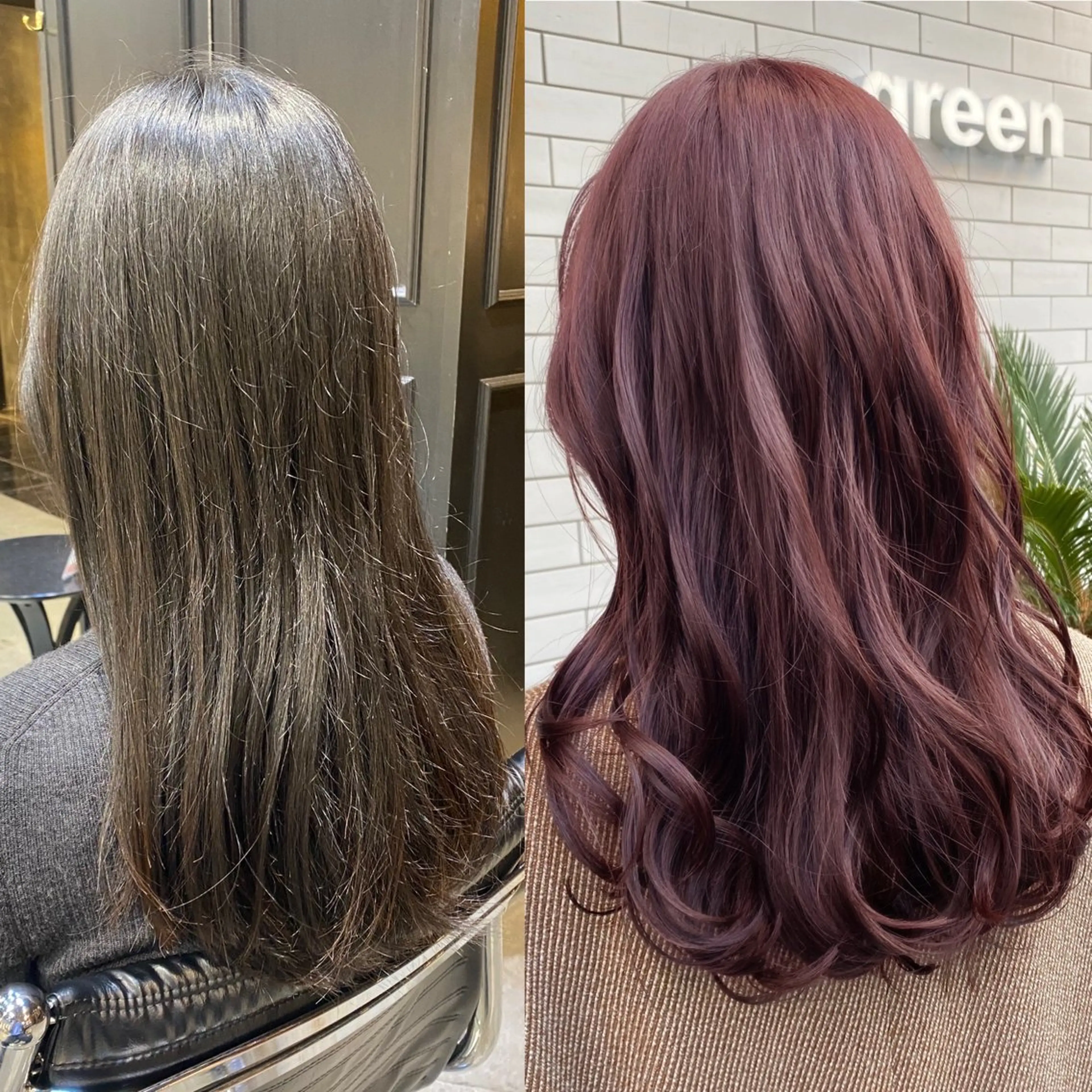 セミロング カラー ブリーチ ボルドーカラー ダブルカラー ブリーチなしカラー カット ヘアカラー ブリーチなしダブル カラー🧸🐺陽介のヘアスタイル