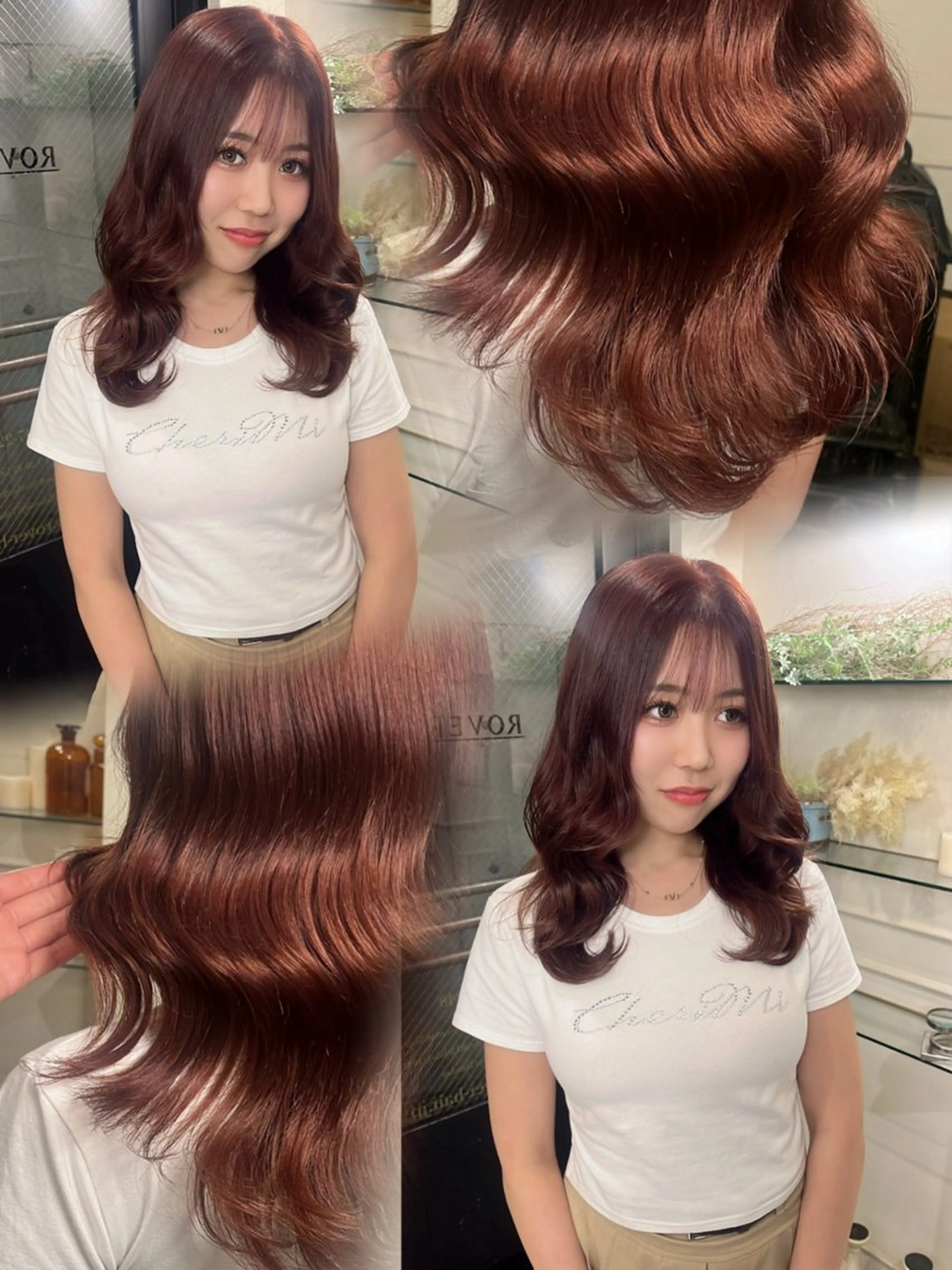 ミディアム カラー ブラウンカラー ピンクカラー ピンクブラウン ROVER所属・美咲🤎 /艶カラー /ハイライトカラーのヘアスタイル