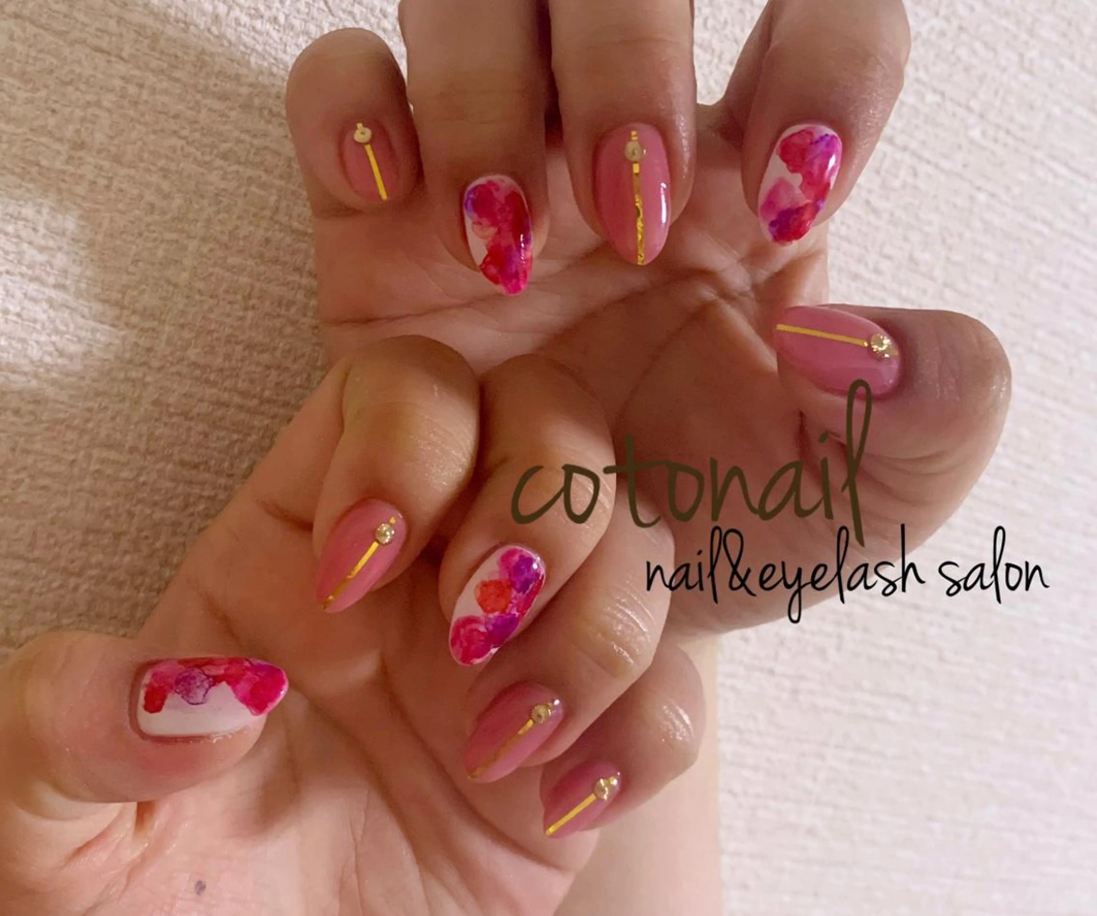 セミロング ネイル アートネイル ツメトマツゲ .のネイルデザイン