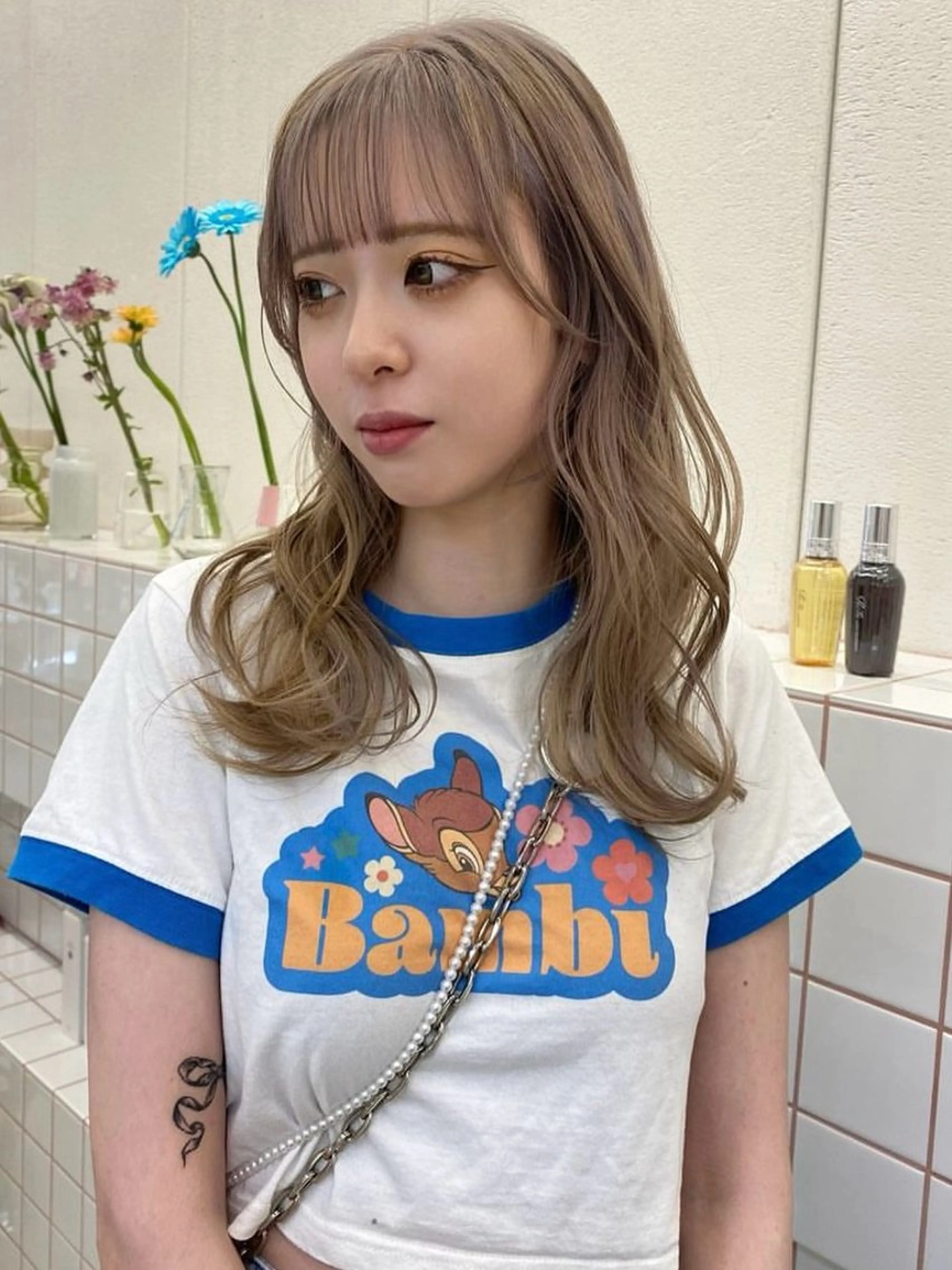 セミロング カラー ベージュカラー ブリーチ カット ヘアカラー トリートメント NIKO/名古屋/ 伏見/花屋併設のヘアスタイル