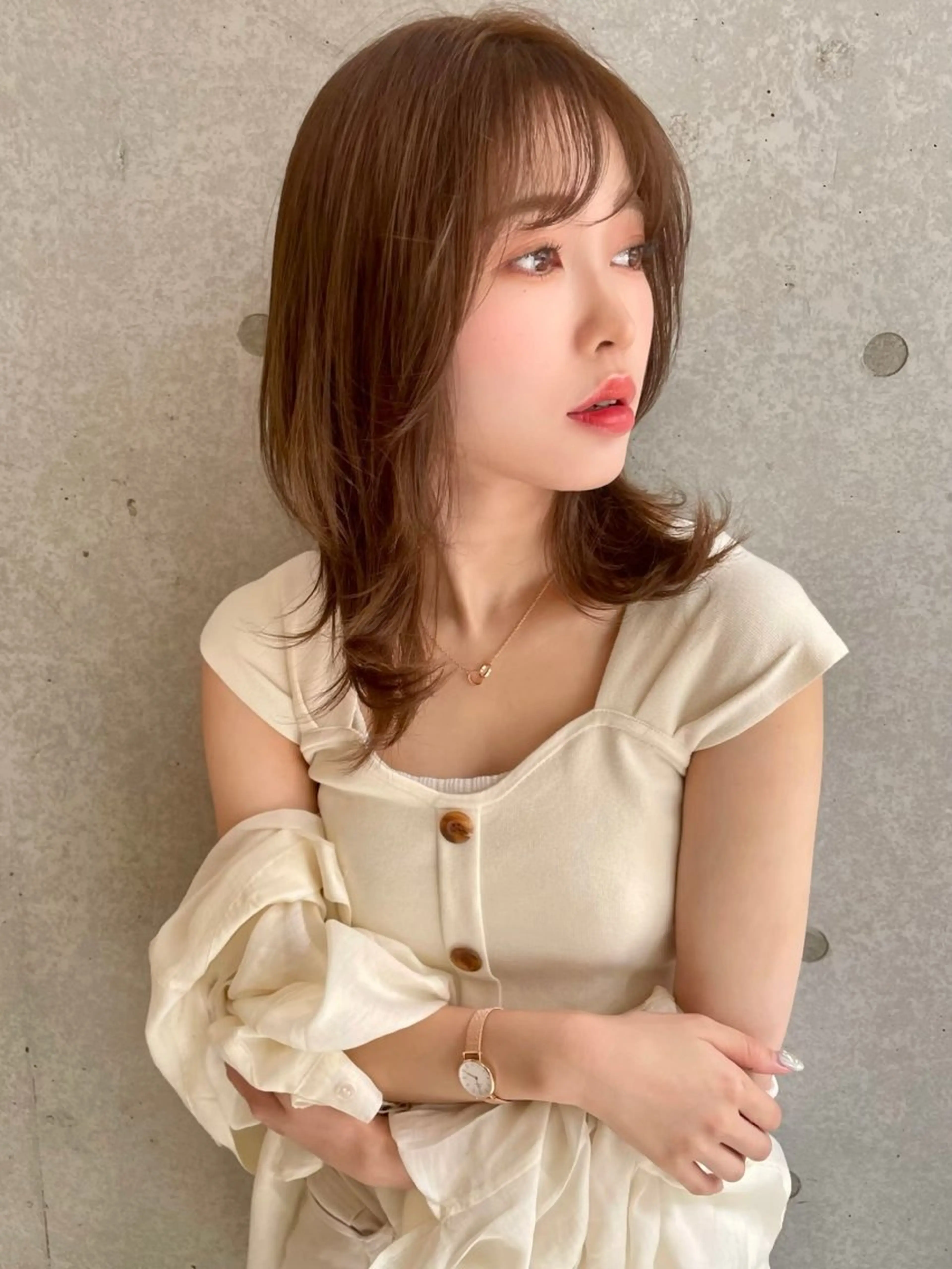セミロング カラー ヘアアレンジ カット ヘアカラー ✨韓国レイヤー/ 透明感カラー✨冨永剛のヘアスタイル