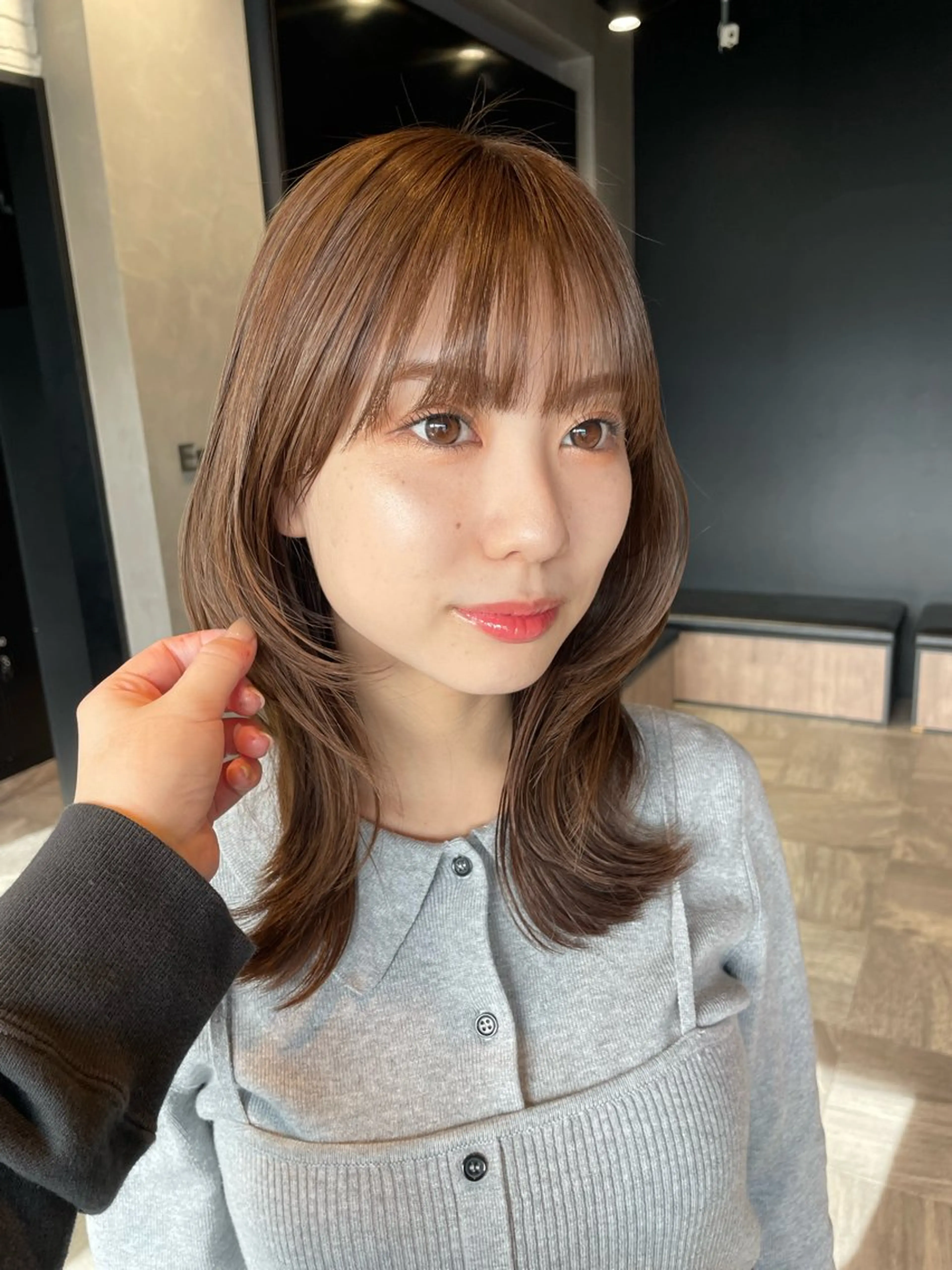 ミディアム カラー パーマ カット ヘアカラー トリートメント レイヤー/透明感/ 髪質改善🩵NANAのヘアスタイル