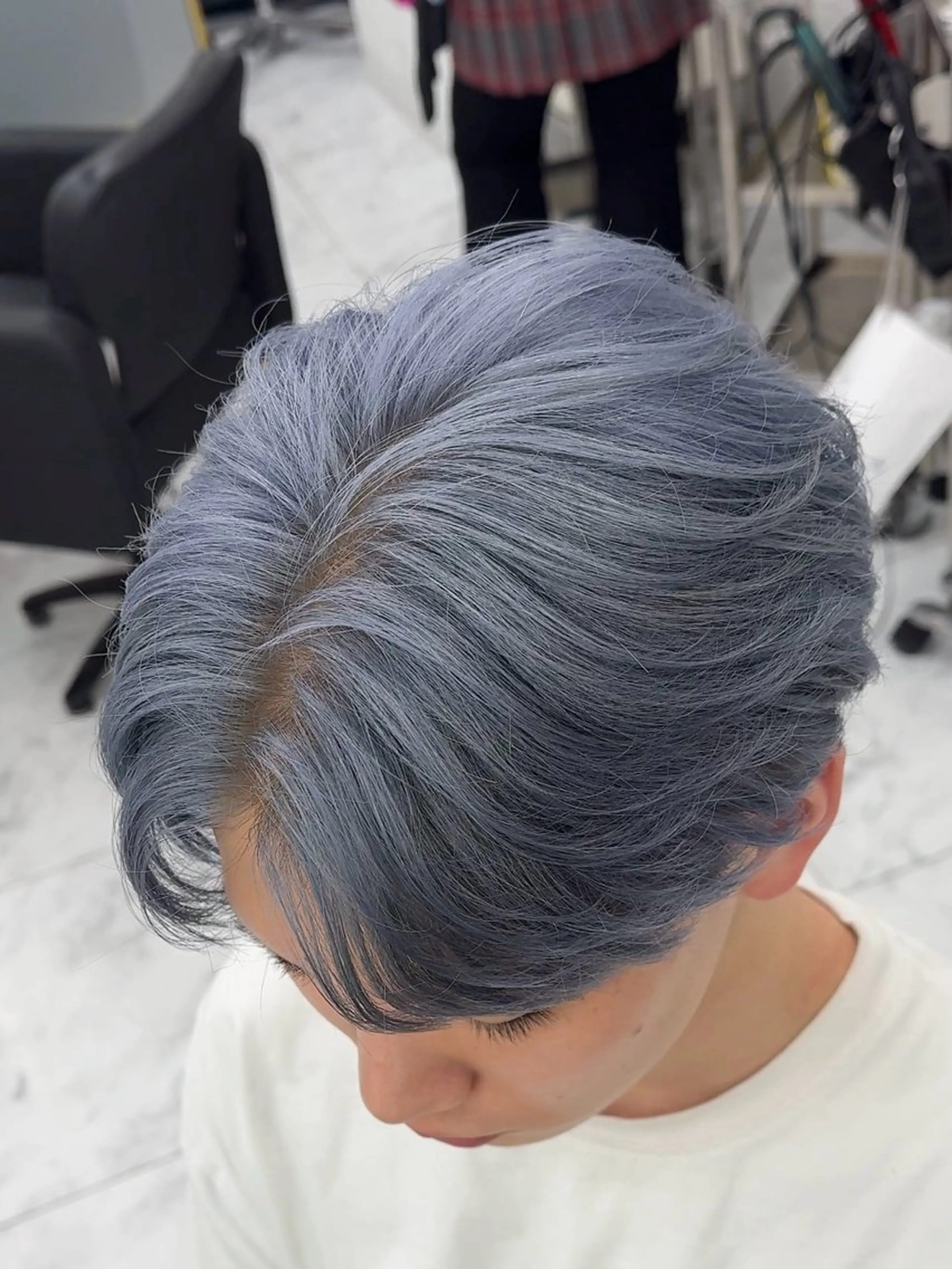 カラー メンズ ブルーカラー シルバー メンズカット ‪‪/メッシュのヘアスタイル