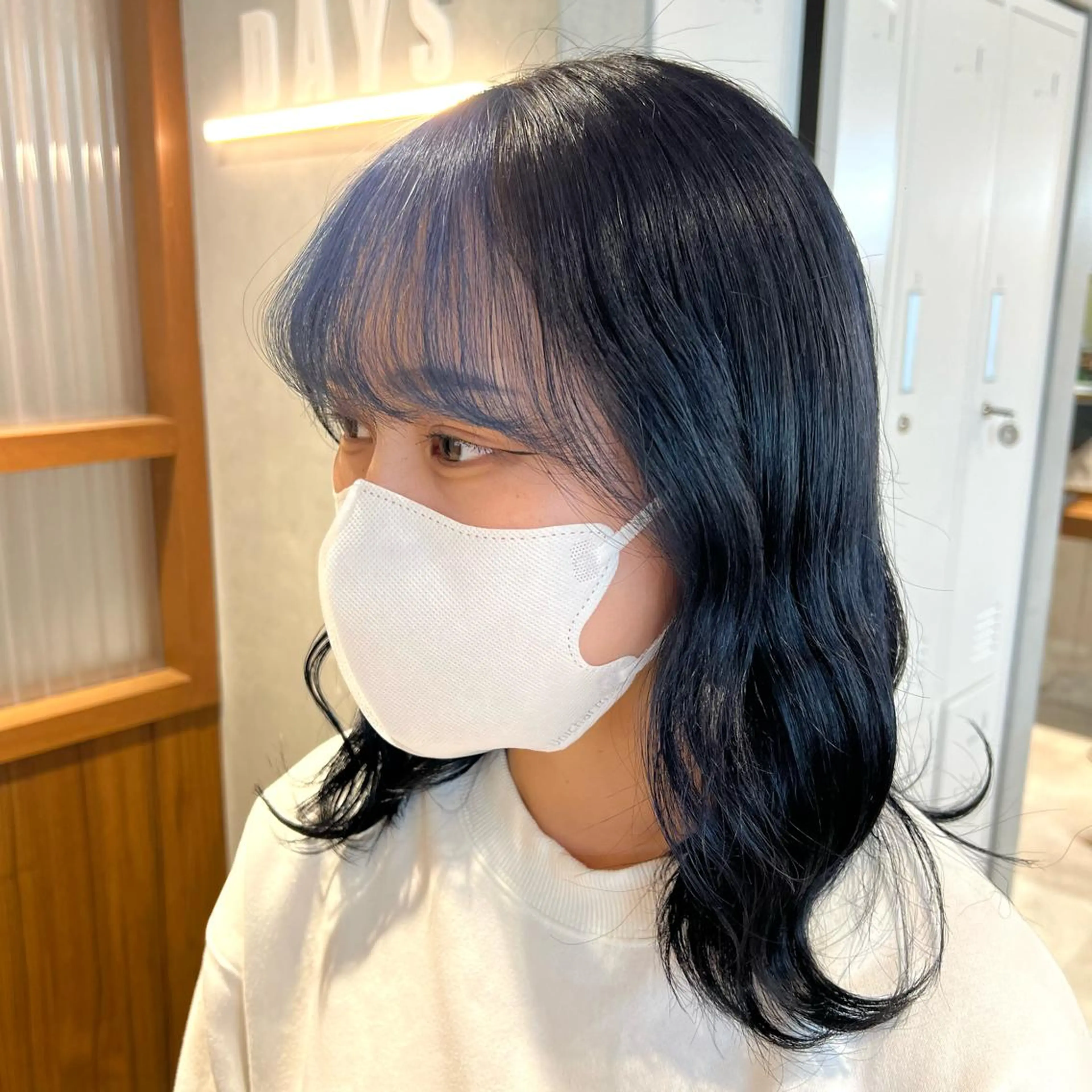 カラー 黒髪 ブルーカラー ブルーブラック 🎀 夏秋🎀のヘアスタイル