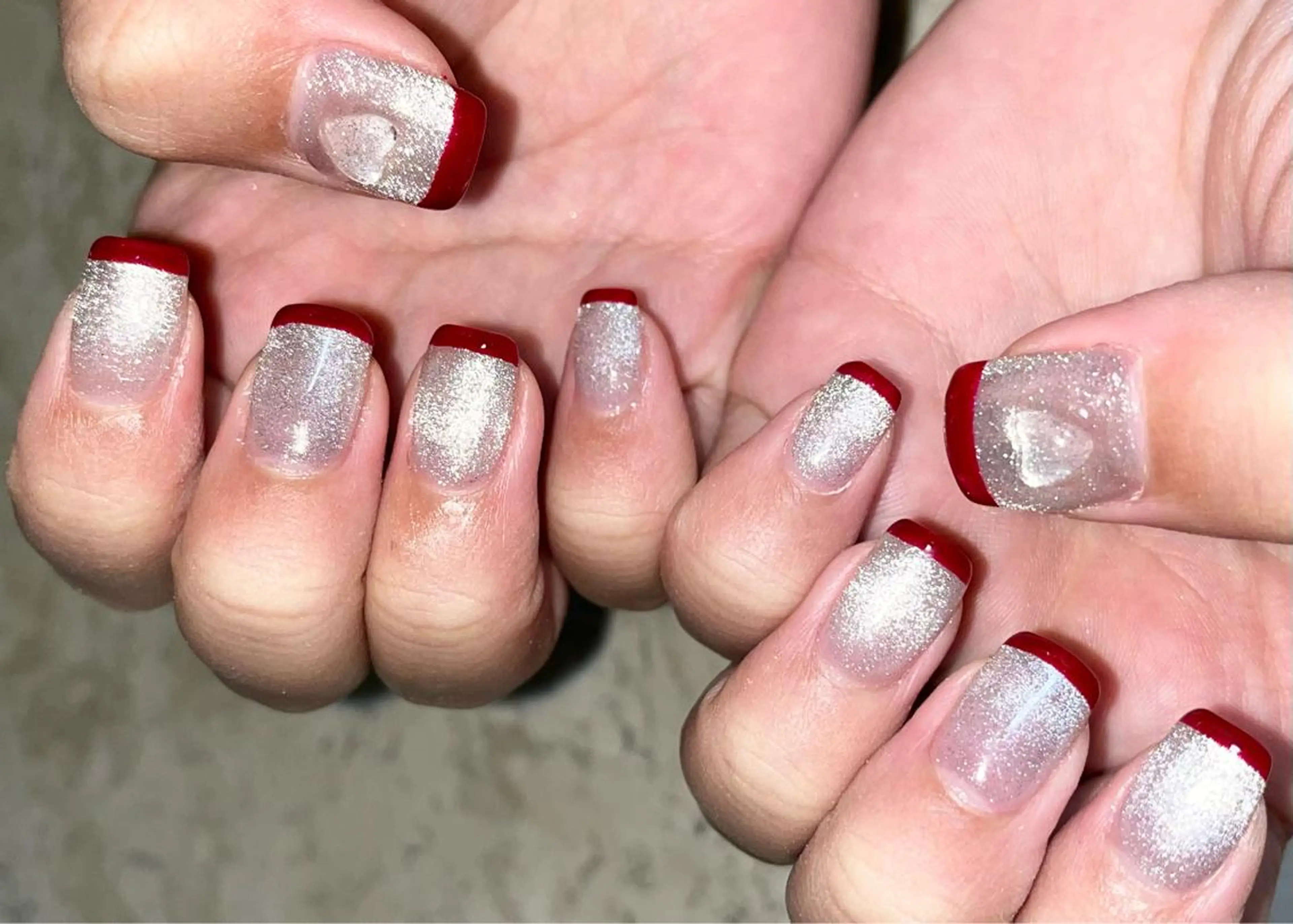 ネイル クリアネイル ジェルネイル ハート 氷ネイル・うるうるネイル キラキラネイル mieux IZUMiのネイルデザイン