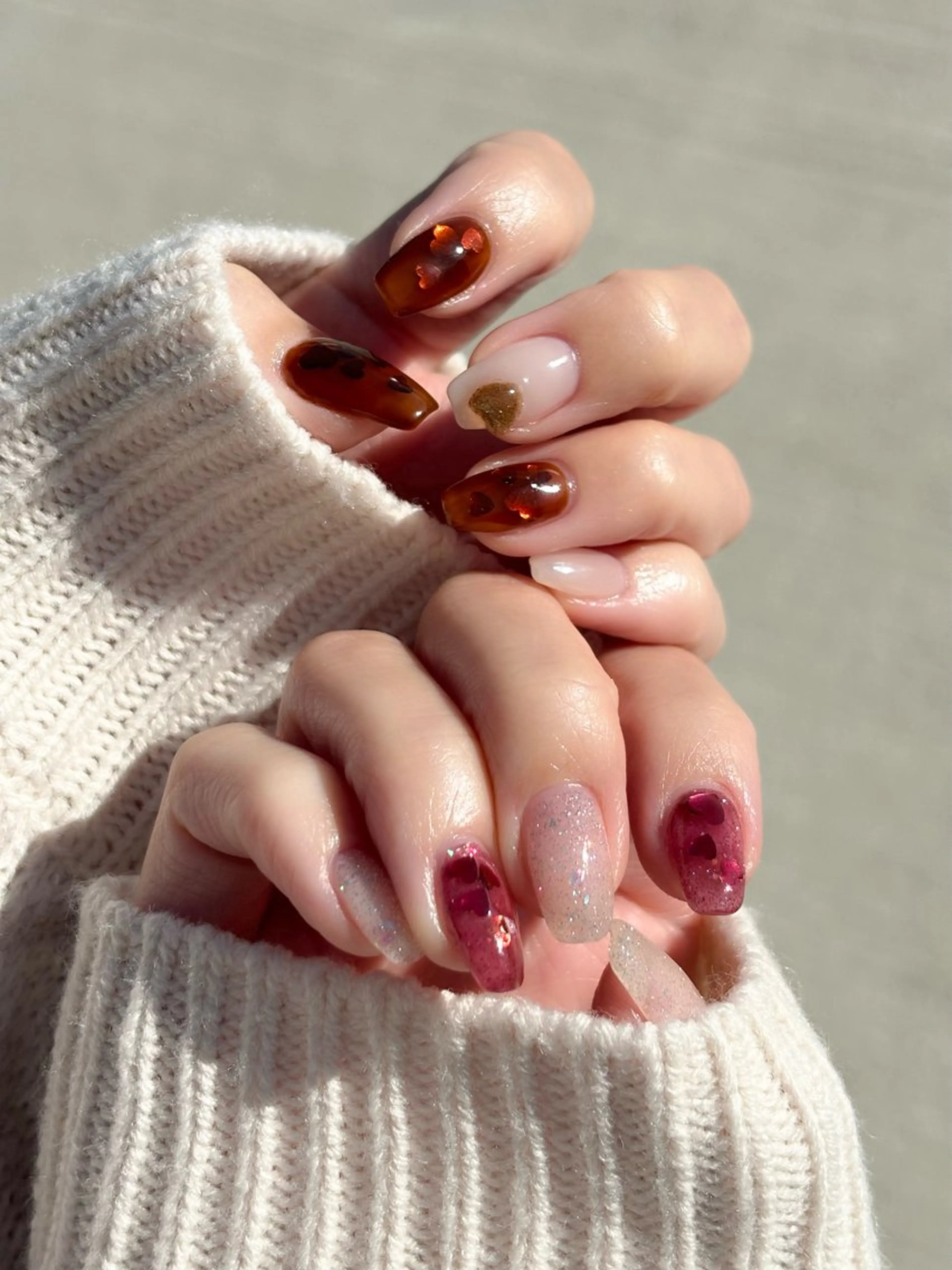 ネイル ハート バレンタイン nail salon runoのネイルデザイン