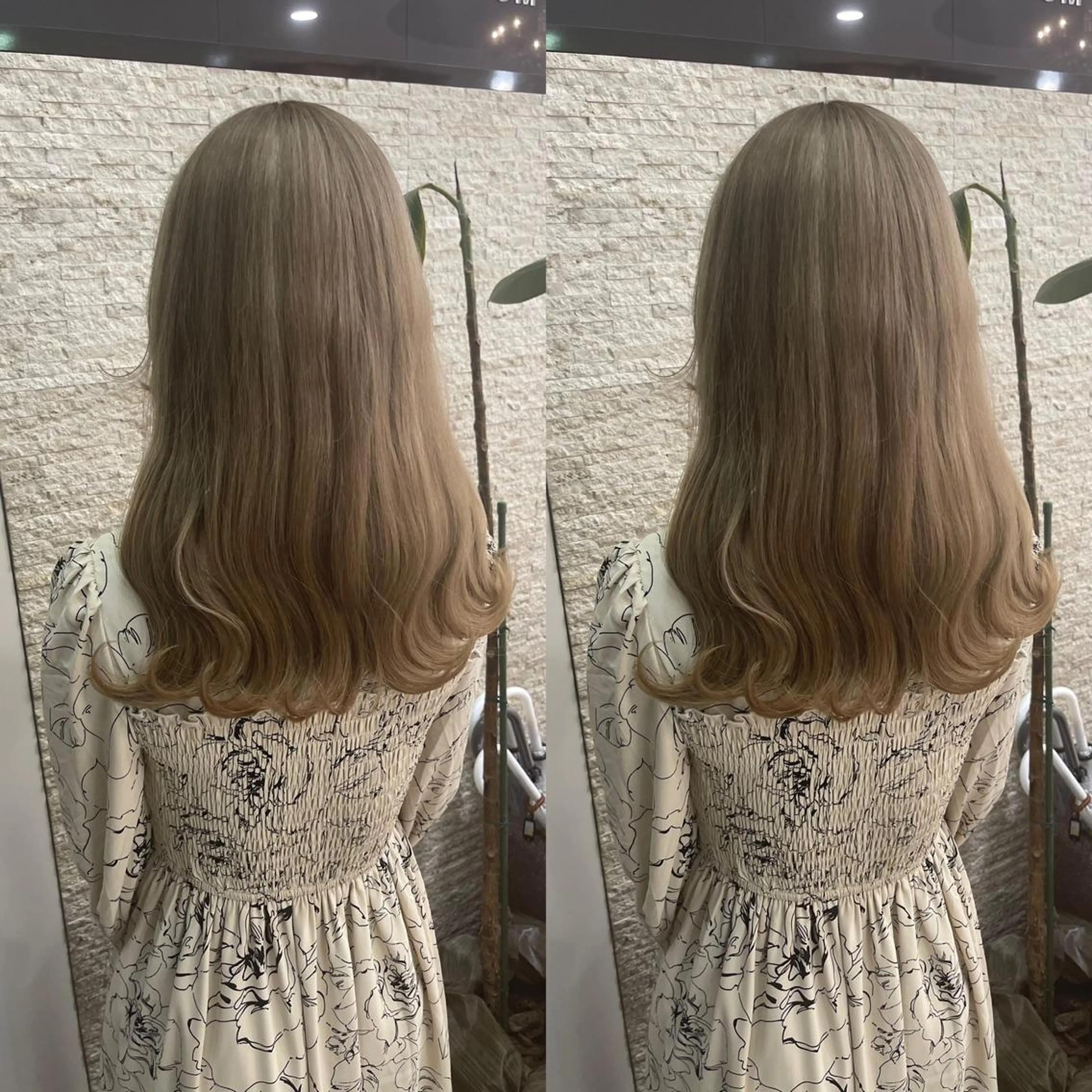 セミロング ヘアカラー Y Uのヘアスタイル