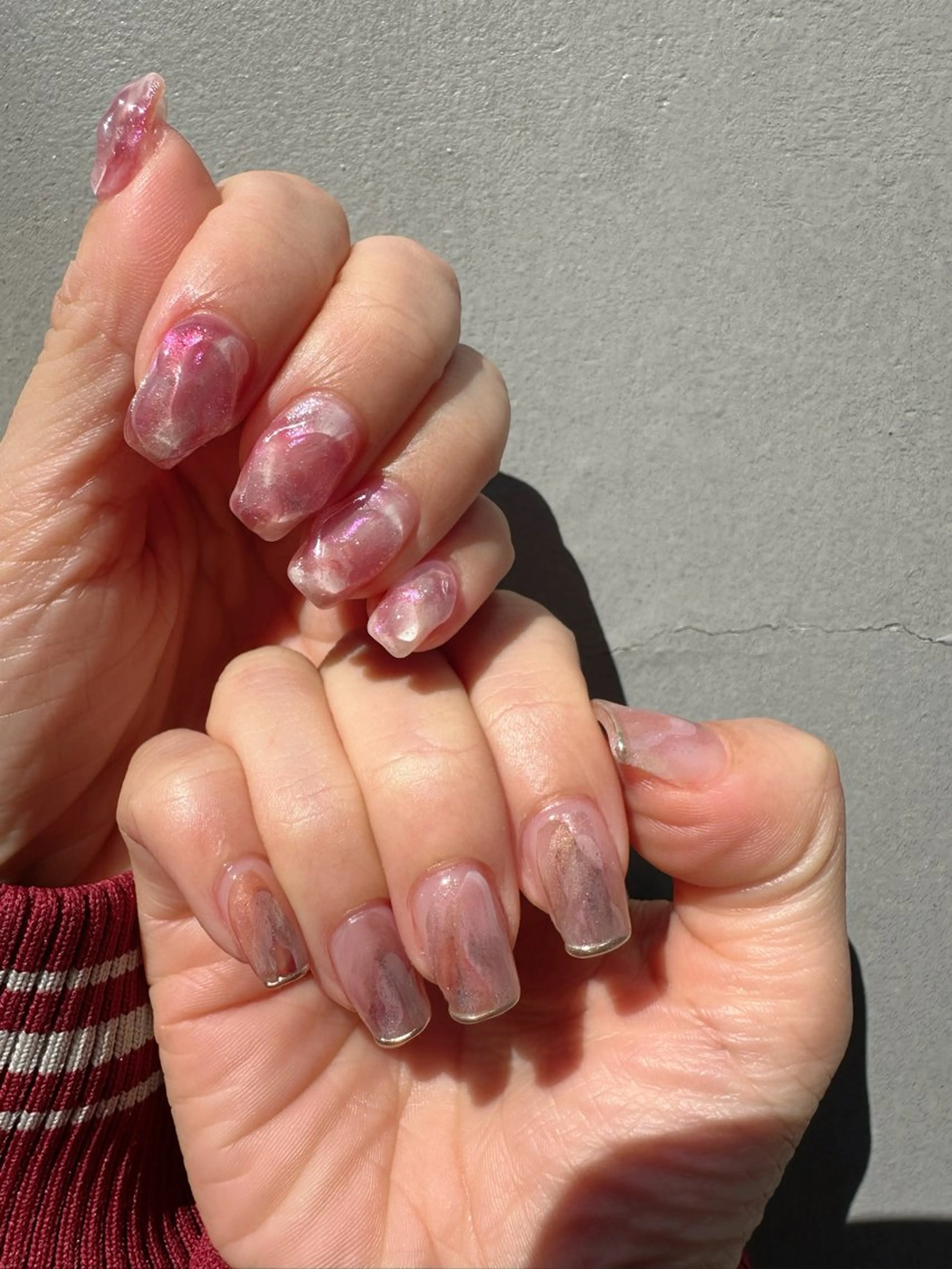 ネイル オーロラネイル 桜ネイル 氷ネイル・うるうるネイル 韓国ネイル ミラーネイル 🪞KAPE NAIL 🪞のネイルデザイン