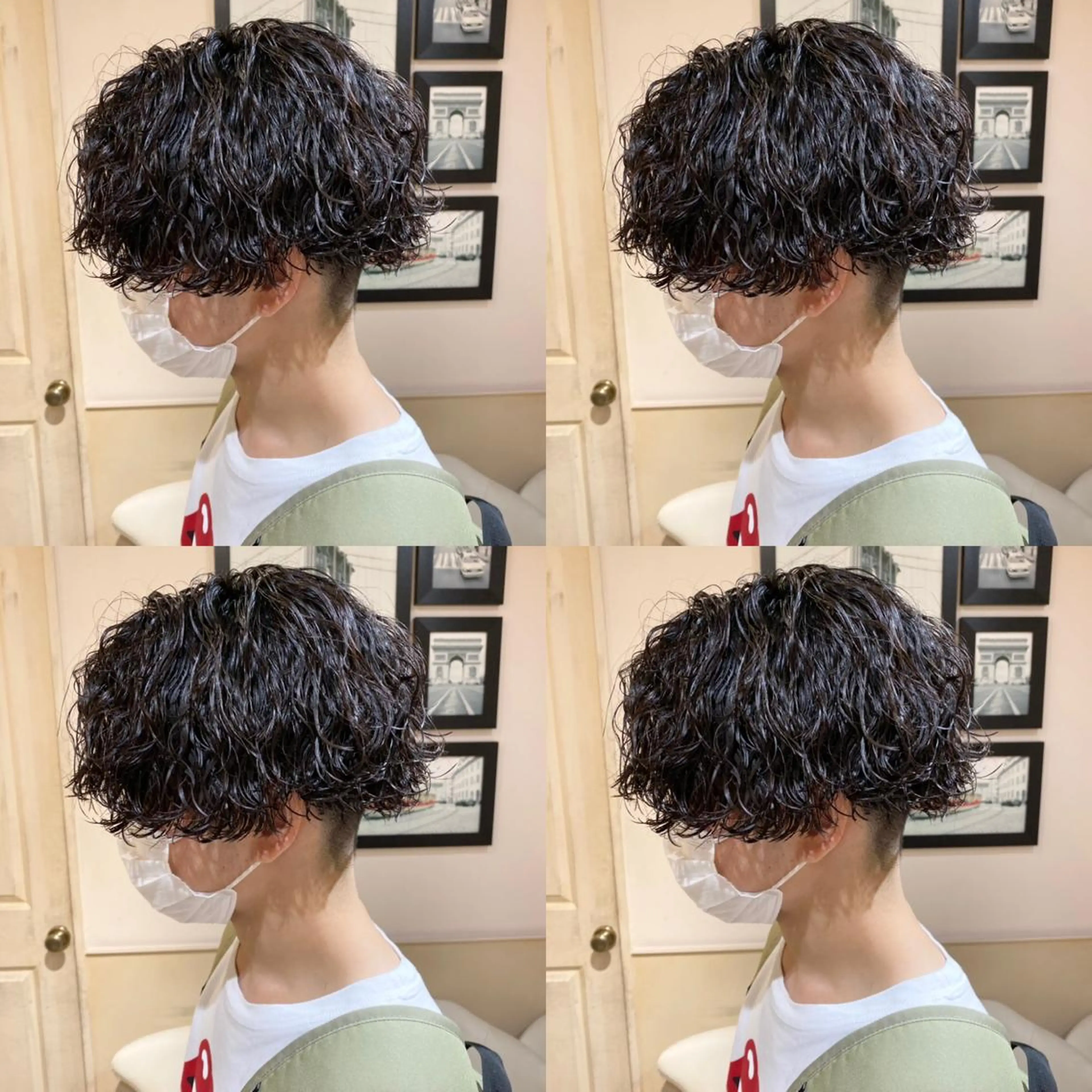 ミディアム カラー パーマ メンズ ミディアムパーマ メンズブリーチ メンズハイライト メンズハイトーン マッシュ カット ヘアカラー パーマ トリートメント 当日予約可能です！ 宜しくお願いします！のヘアスタイル