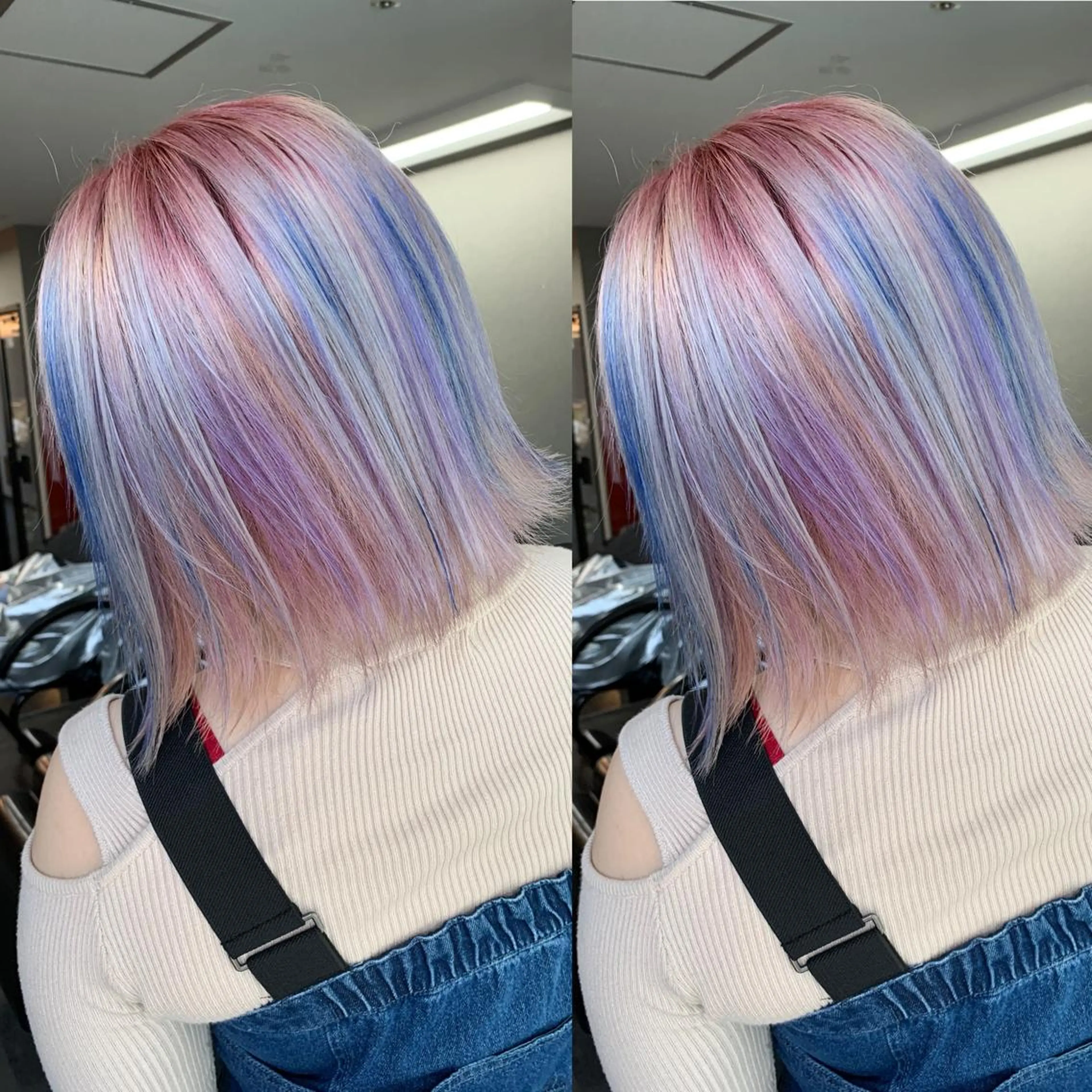 ミディアム アッシュ ハイライト レイヤーカット ヘアカラー Selene hair OSAKAのヘアスタイル