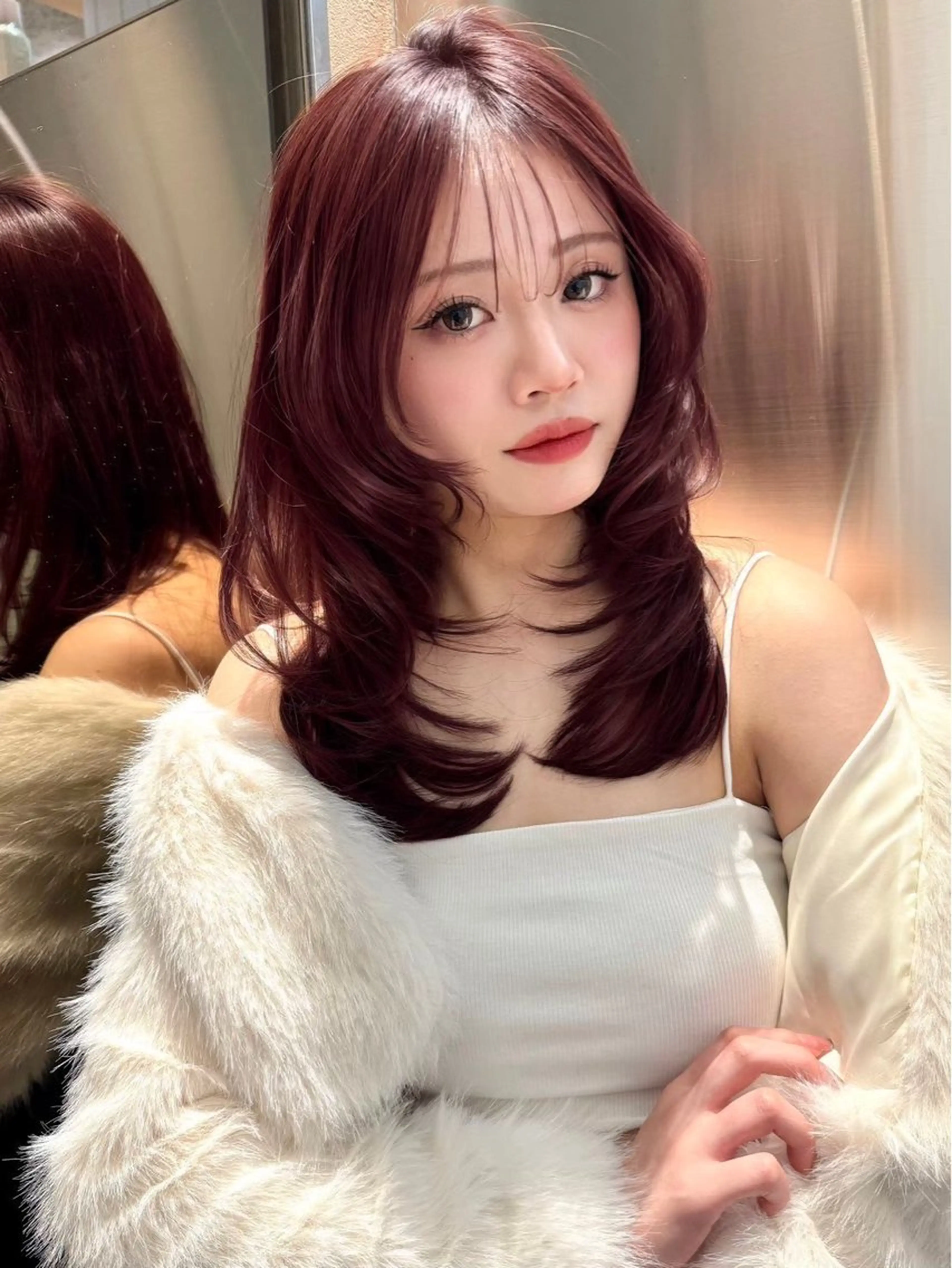 ミディアム カット ヘアカラー トリートメント ブリーチなし髪質改善 🎀はのん 韓国ヘアのヘアスタイル