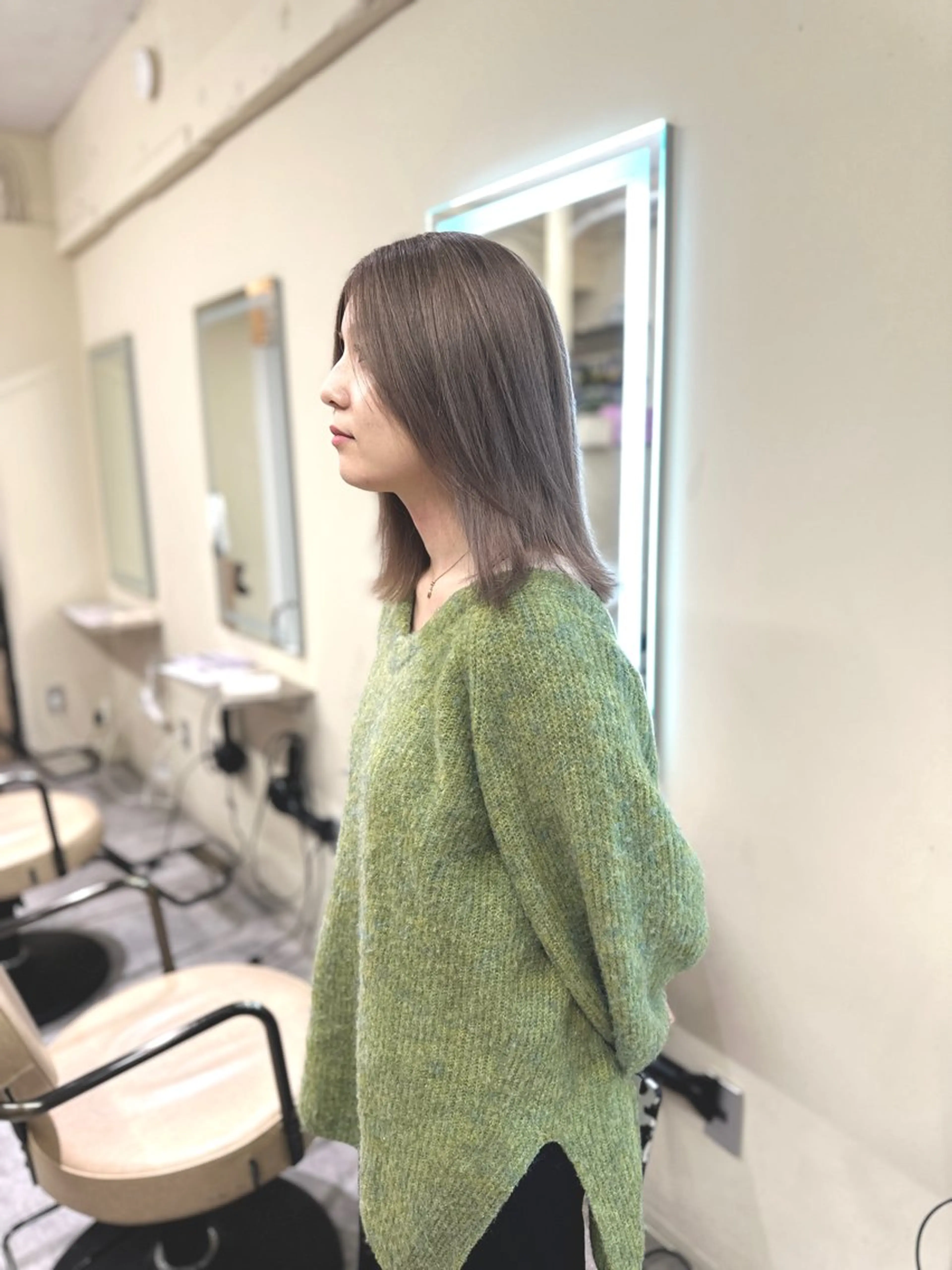セミロング カラー アディクシーカラー バレイヤージュ ブリーチ デザインカラー ダブルカラー カット トリートメント 色気レイヤーカット 大和健生のヘアスタイル