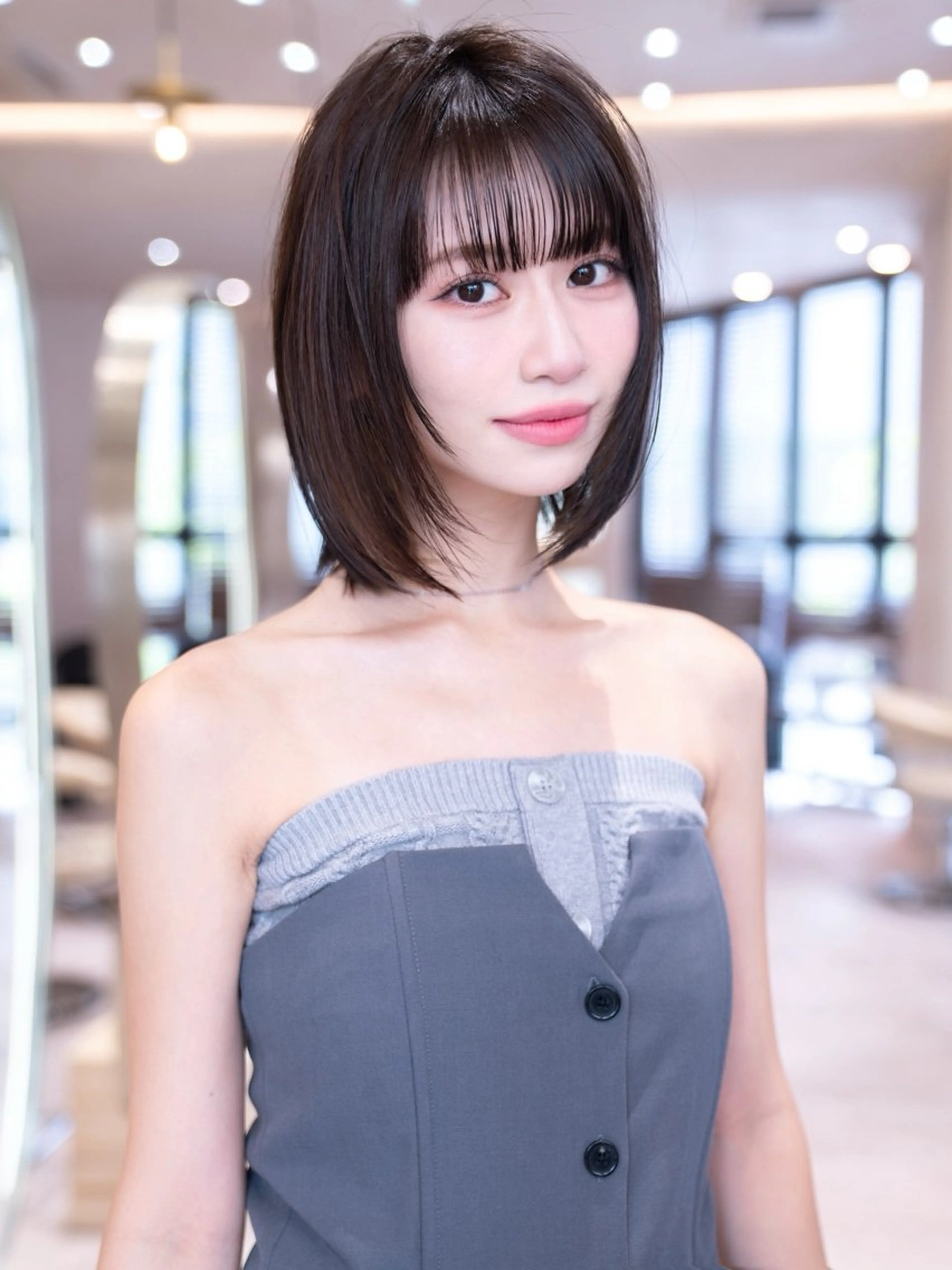 ショート ボブレイヤー ボブ くびれヘア 顔まわりレイヤー 韓国風ヘア カット ヘアカラー トリートメント KOKI/ボブ/顔ま わりレイヤー/新宿のヘアスタイル