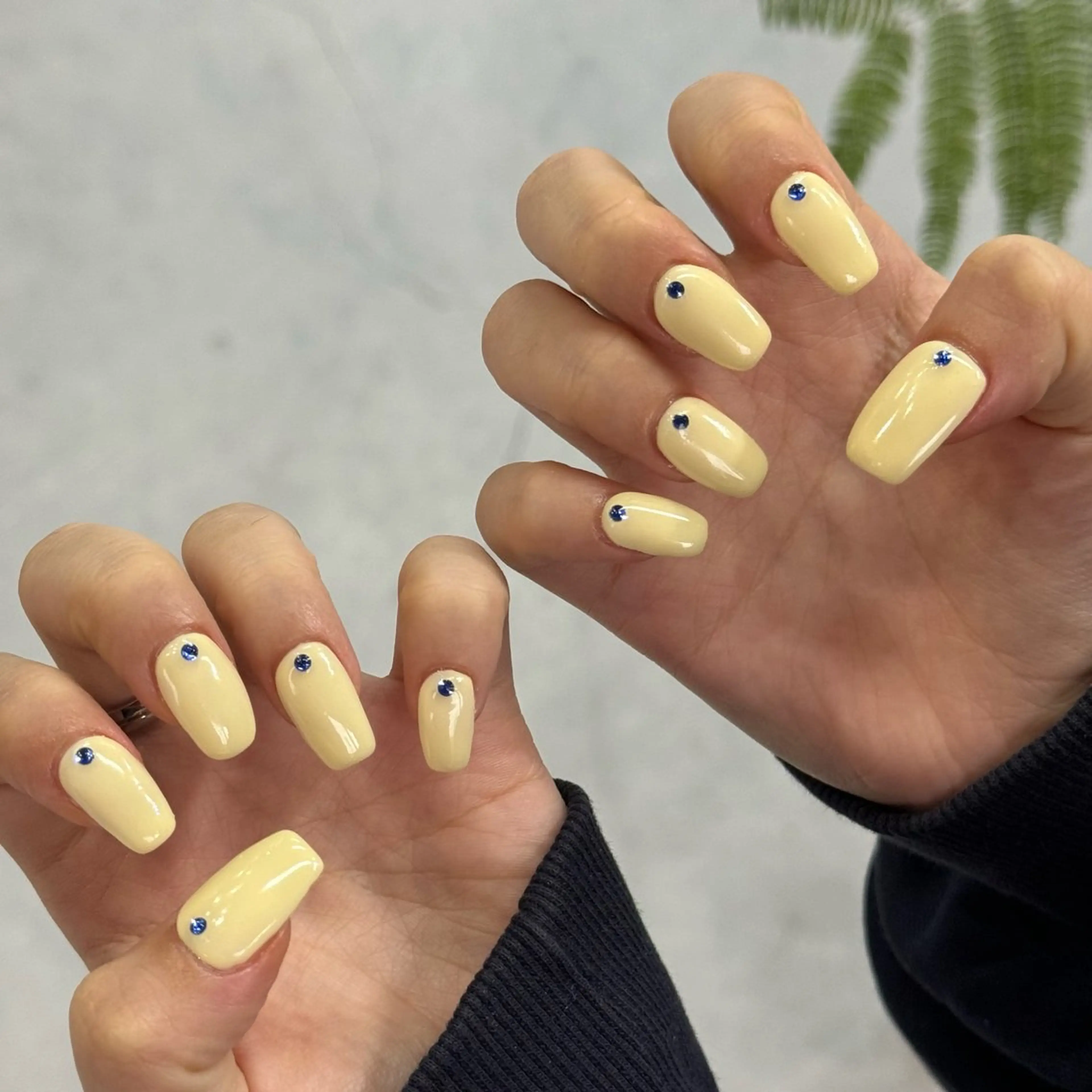 ネイル ワンカラーネイル ストーンネイル ハンドネイル Momoka ネイリスト福岡/薬院のネイルデザイン