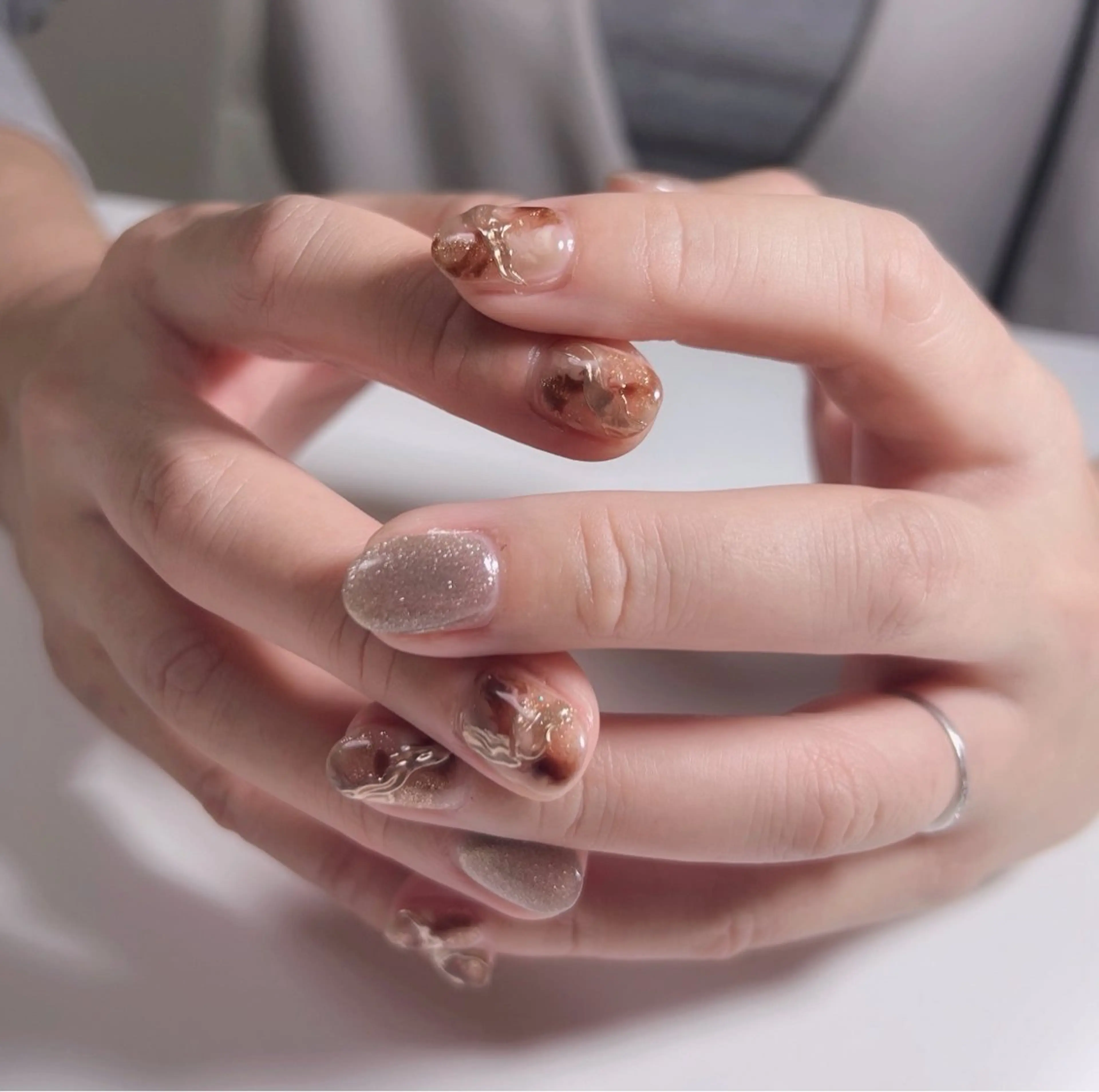 ネイル ニュアンスネイル Bow wow Nail さや🧸のネイルデザイン