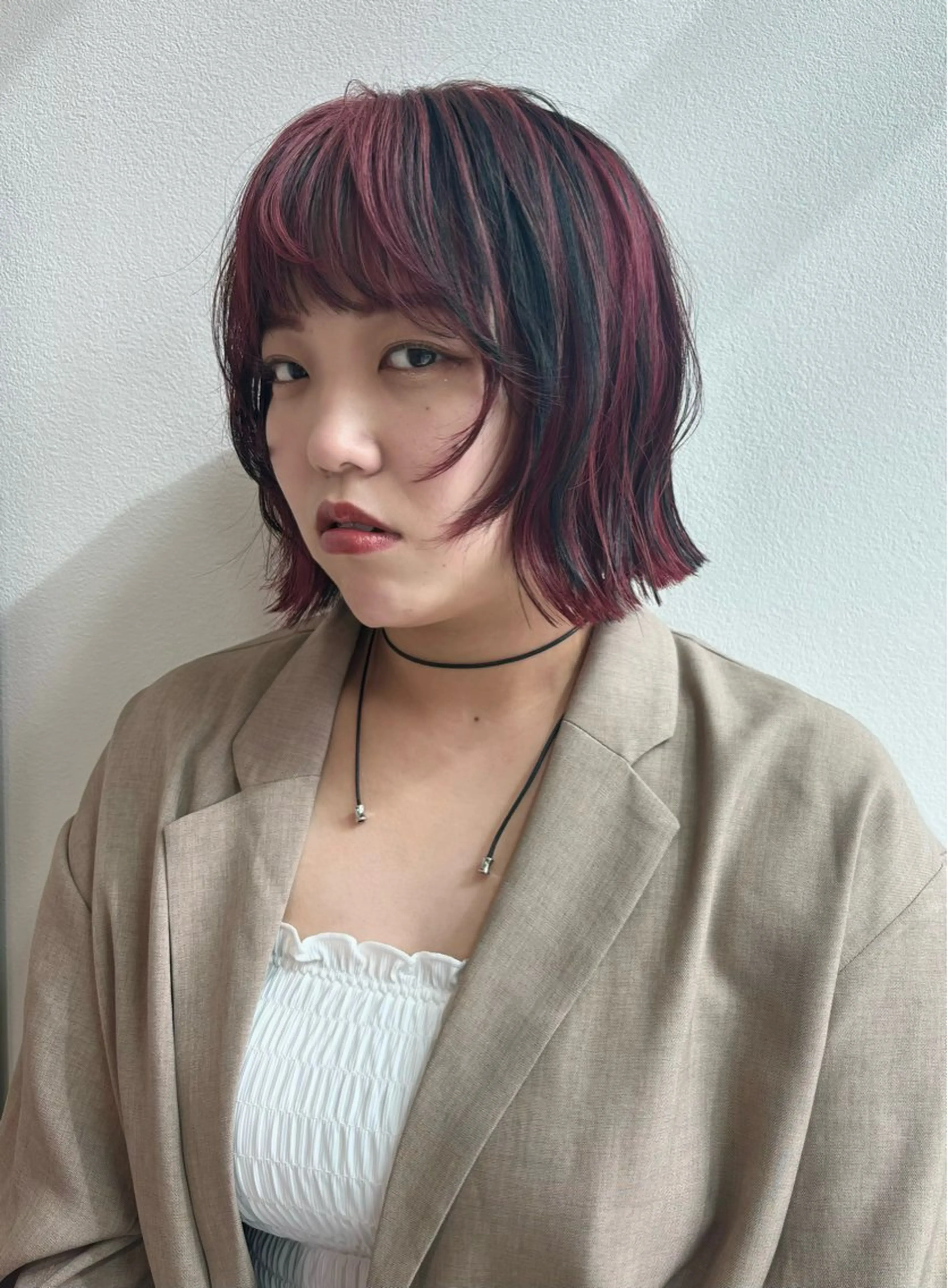 ショート 優衣/パーマ/レイヤ ー/似合わせカラーのヘアスタイル