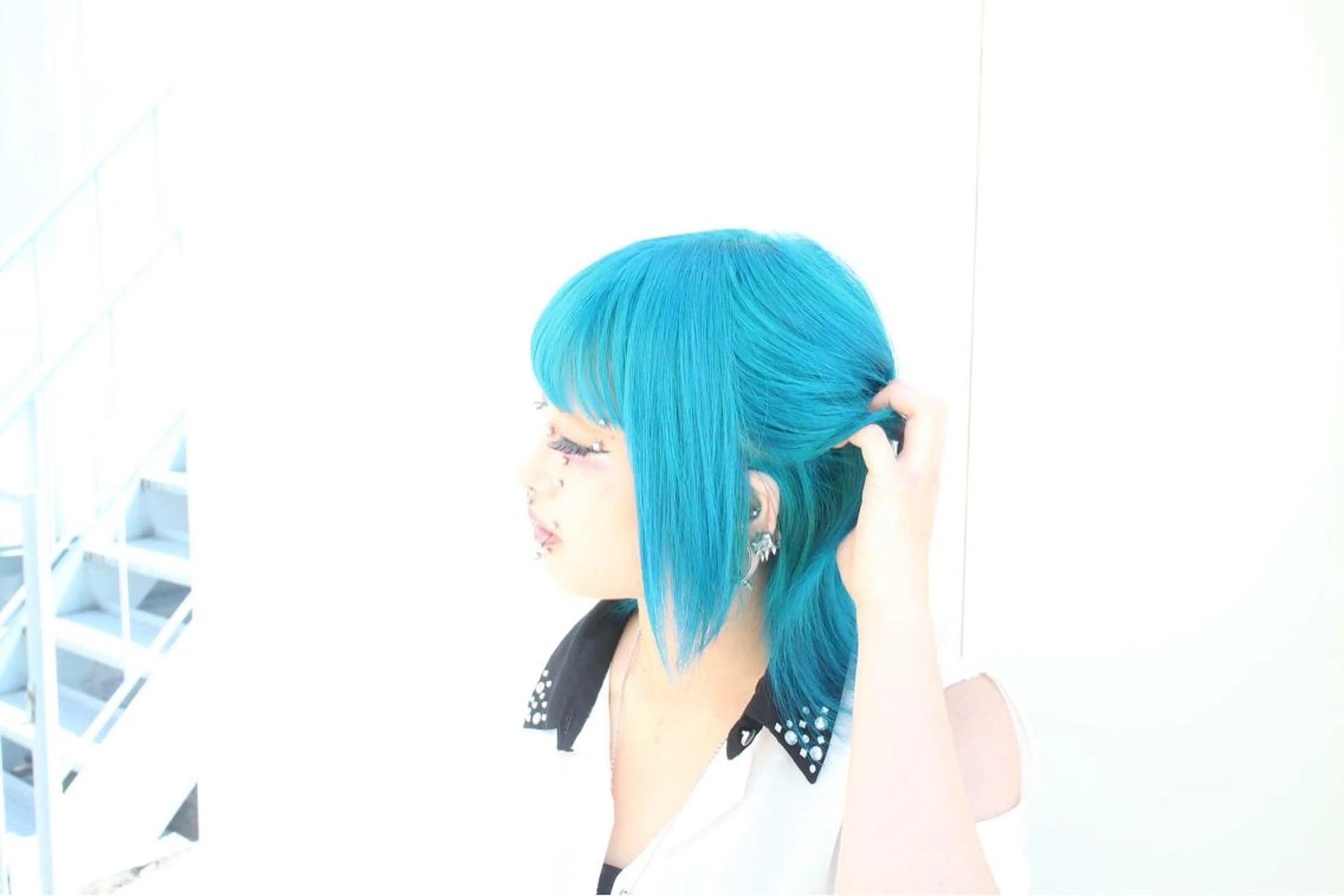 ミディアム カラー ブルーカラー 💓シールエクステ for...のヘアスタイル
