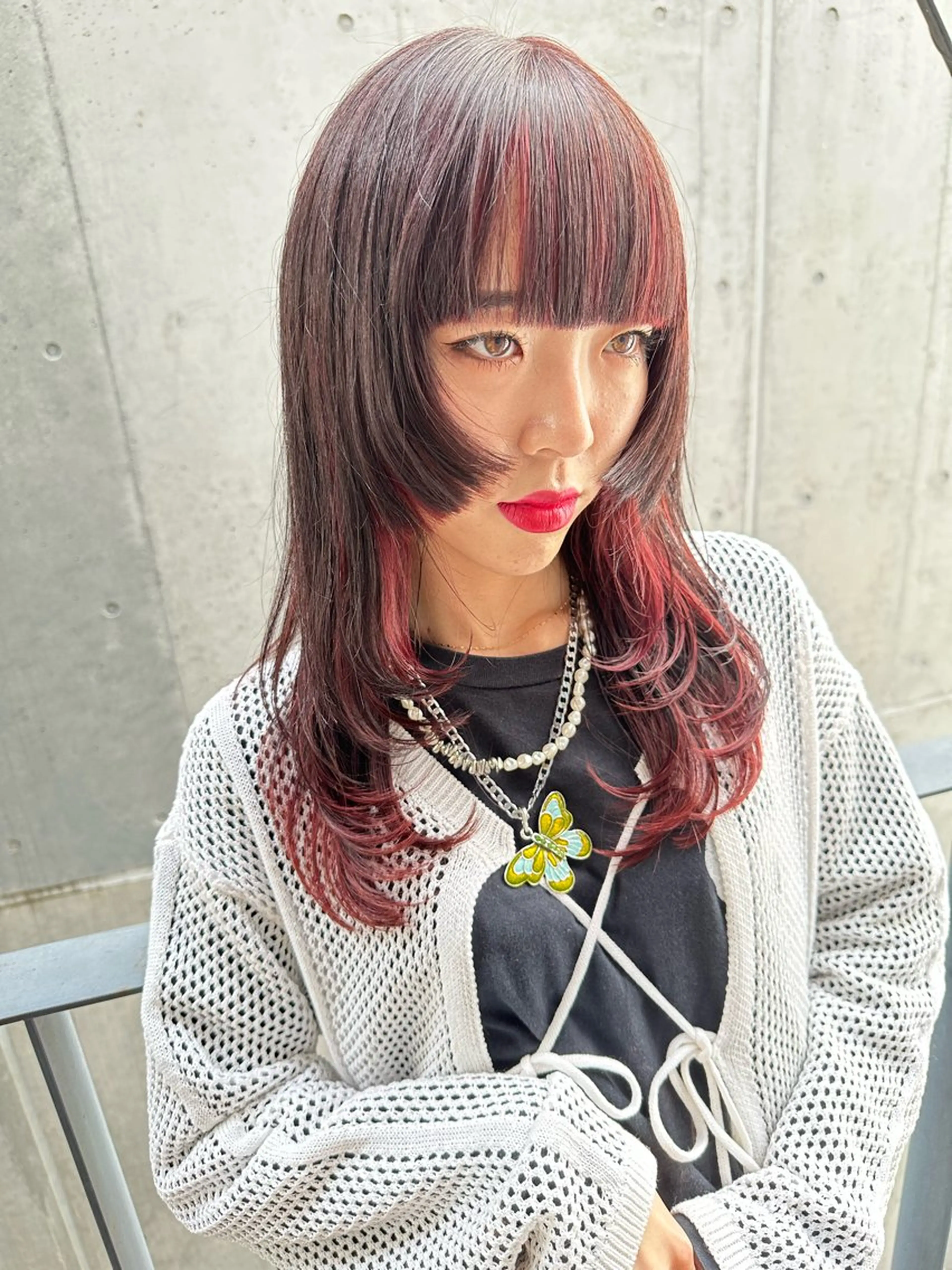 セミロング カラー カット ヘアカラー トリートメント 🍒ワイン系 ウルフカット🍒拓未のヘアスタイル