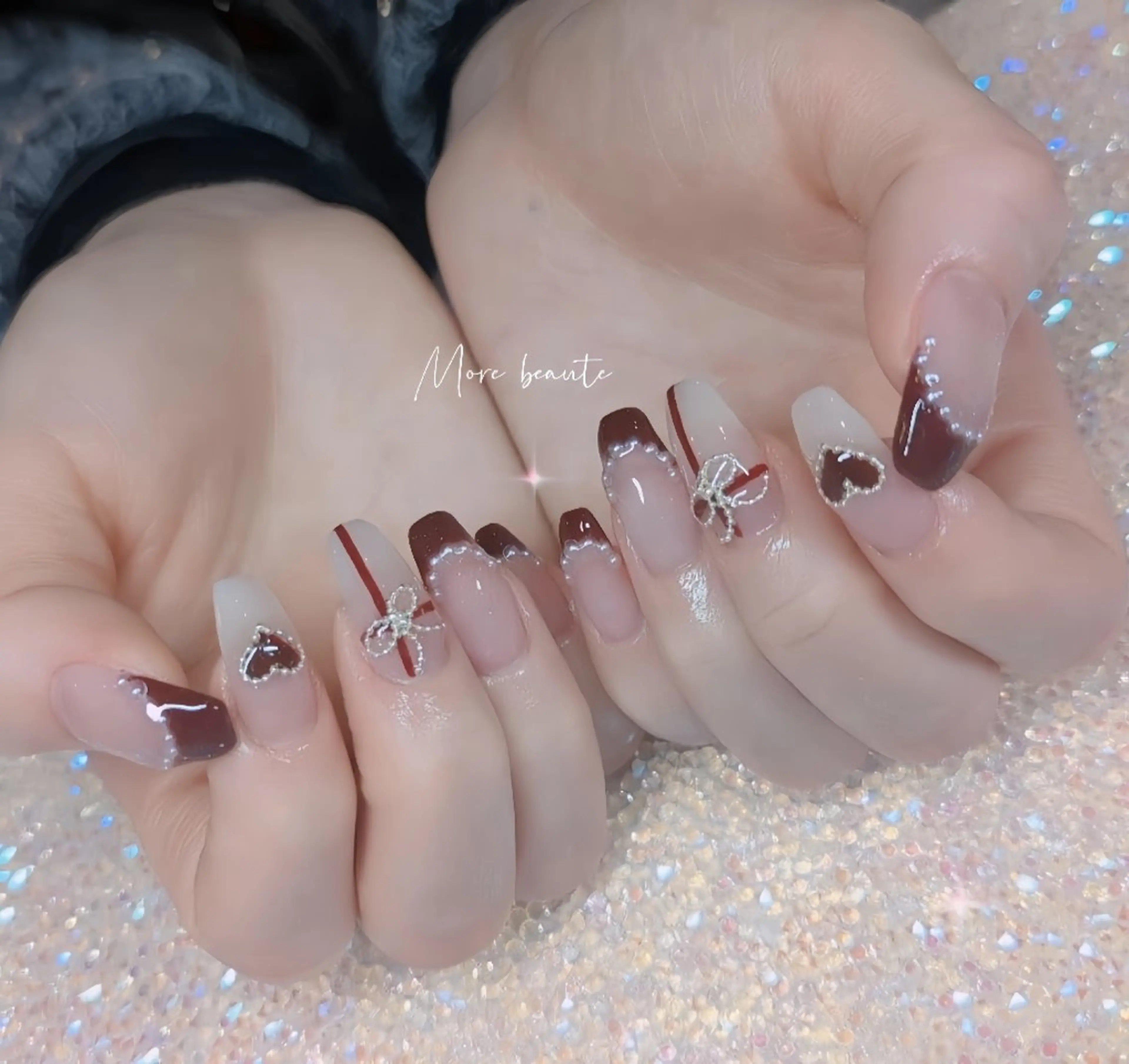 ネイル アートネイル ジェルネイル ハート 韓国ネイル マグネットネイル ハンドネイル I LOVE ME NAIL.｡.:*♡のネイルデザイン