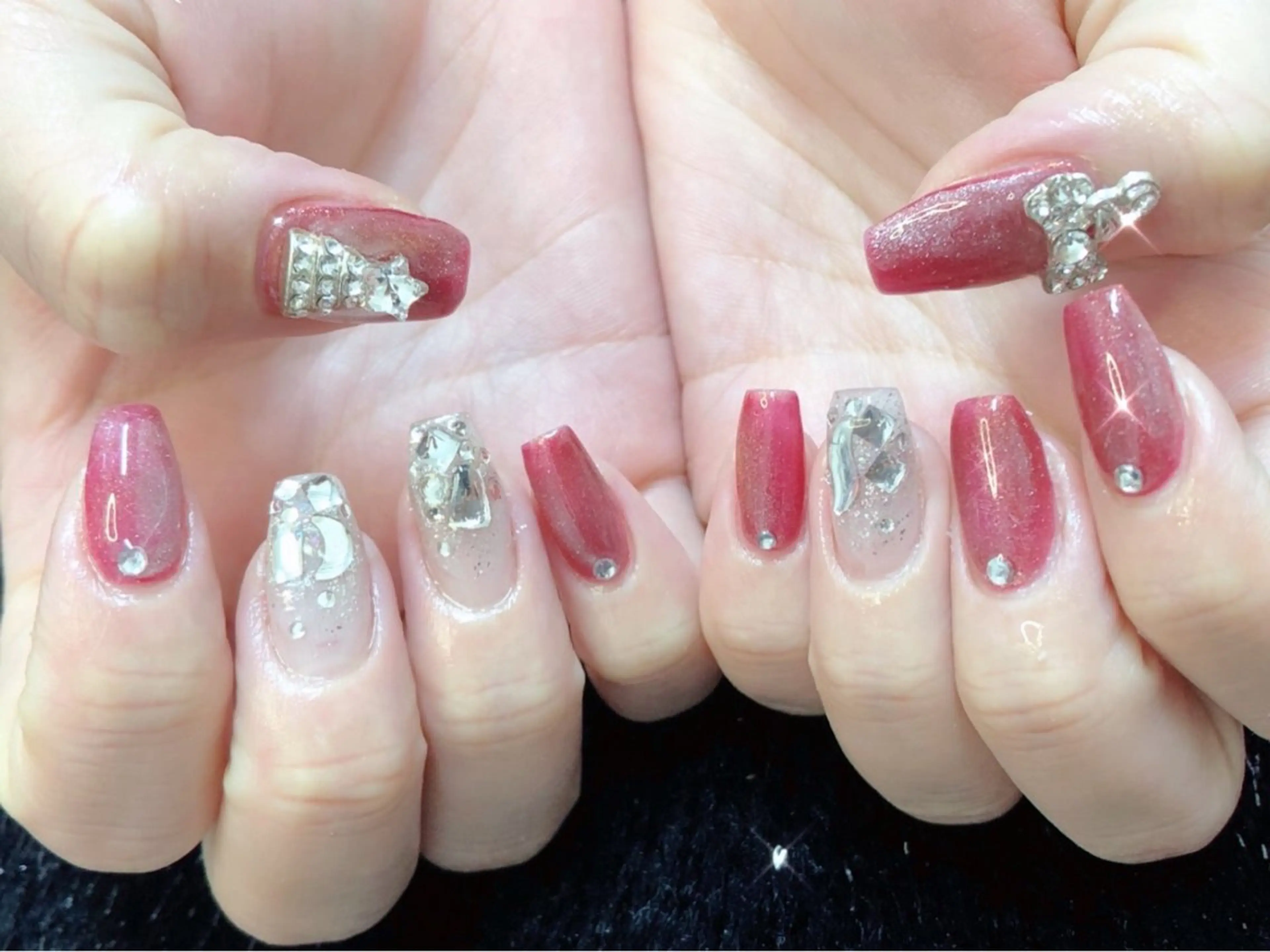 ネイル 成人式 フレンチネイル ジェルネイル ガラスフレンチ グラデーション 大門浜松町 ネイルのネイルデザイン