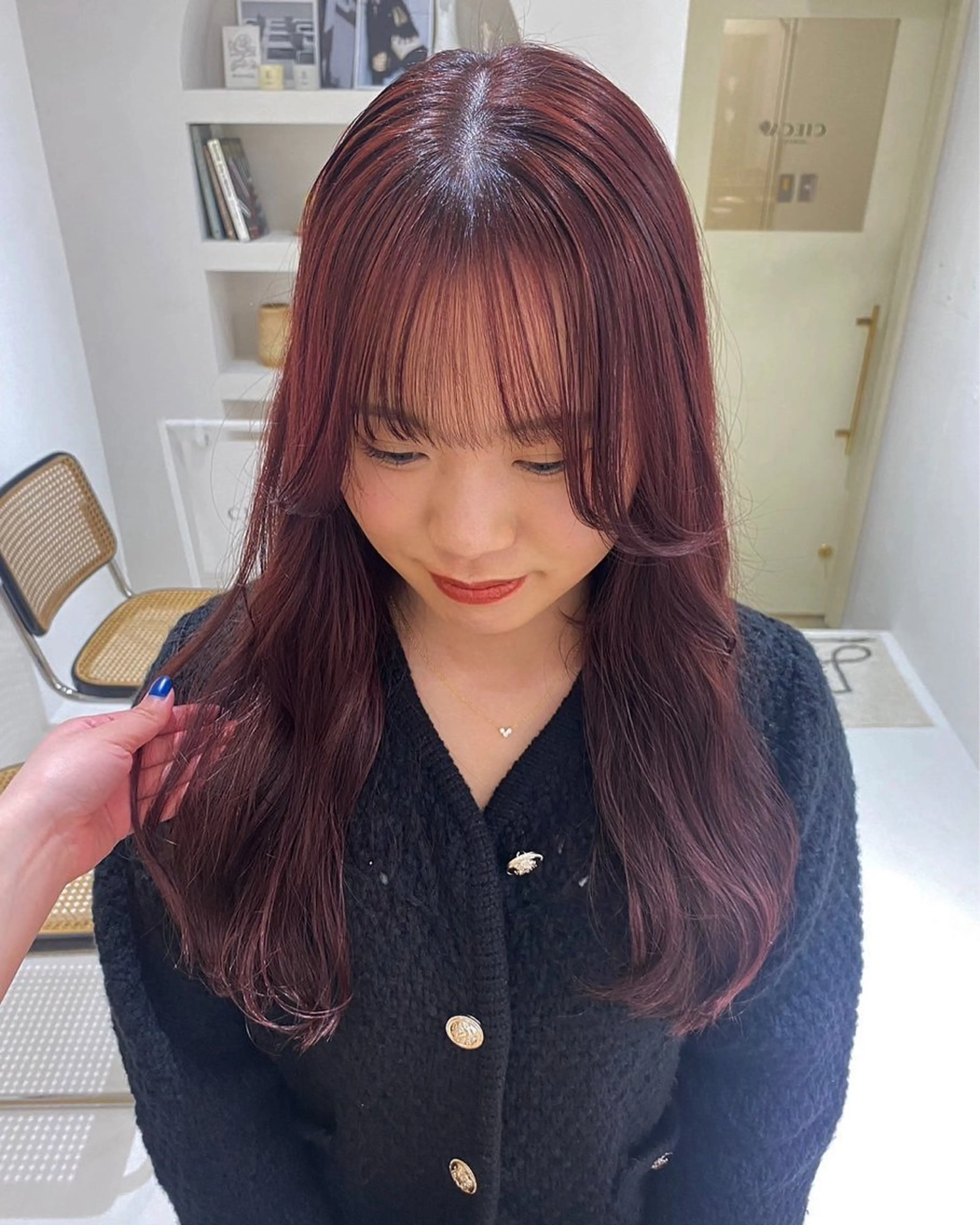 ロング カラー ブリーチ ブリーチなしカラー レッドカラー 暖色、透明感カラー/ 花🌼のヘアスタイル