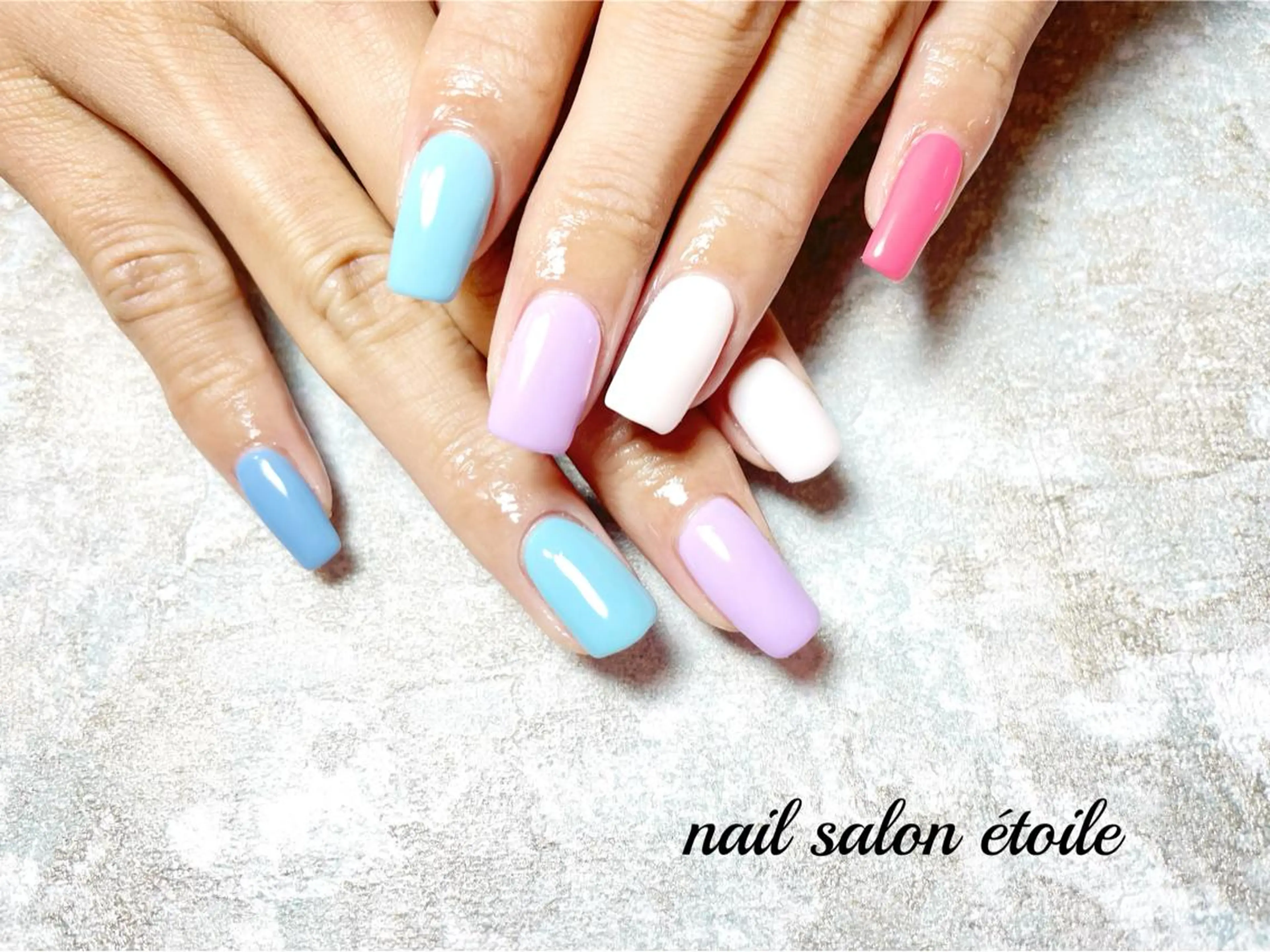ネイル アートネイル ジェルネイル ワンカラーネイル パステルネイル 春ネイル ハンドネイル nail salon étoileのネイルデザイン