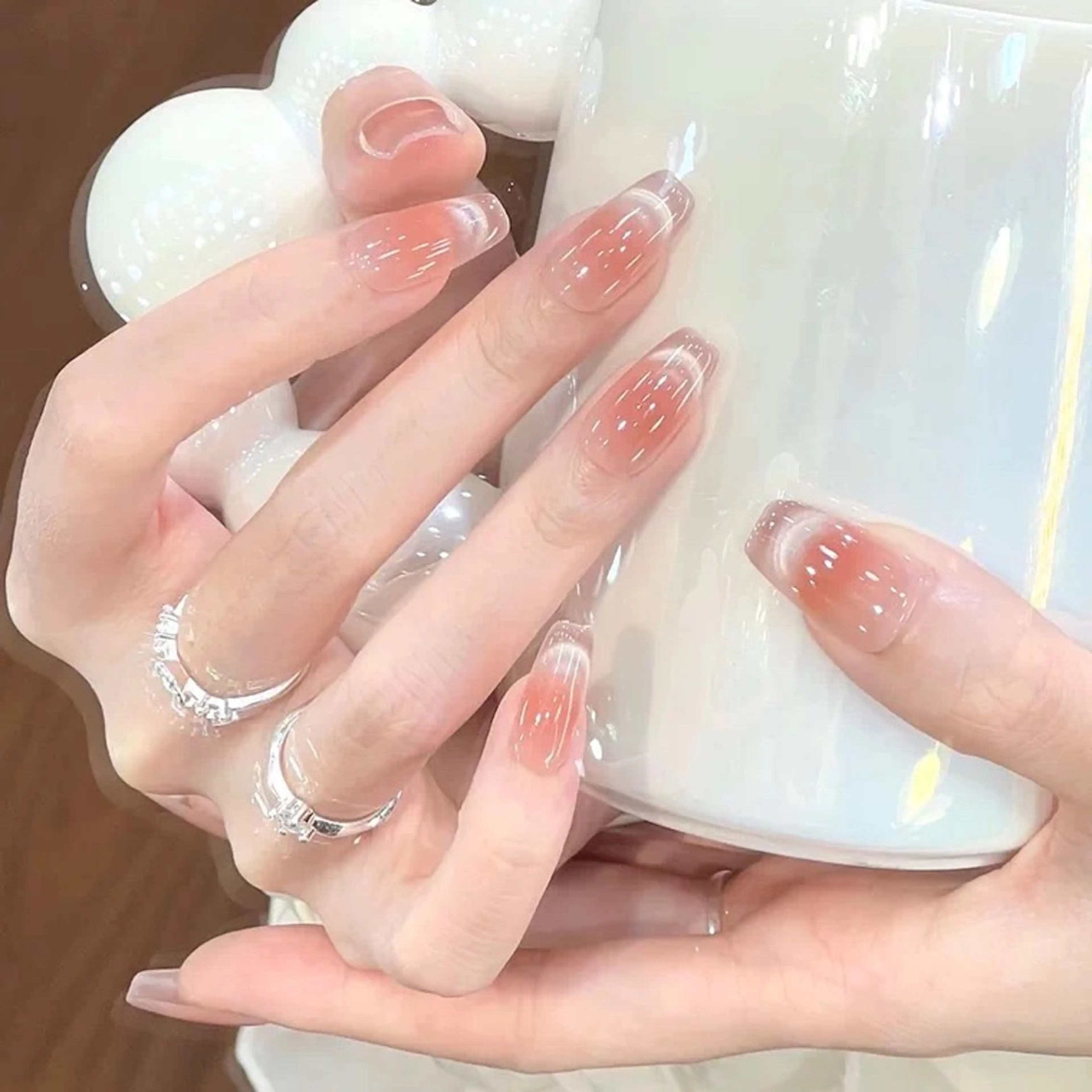 ネイル オーロラネイル チークネイル 長さ出し フットネイル フレンチネイル AND Nail 長さだし専門店のネイルデザイン