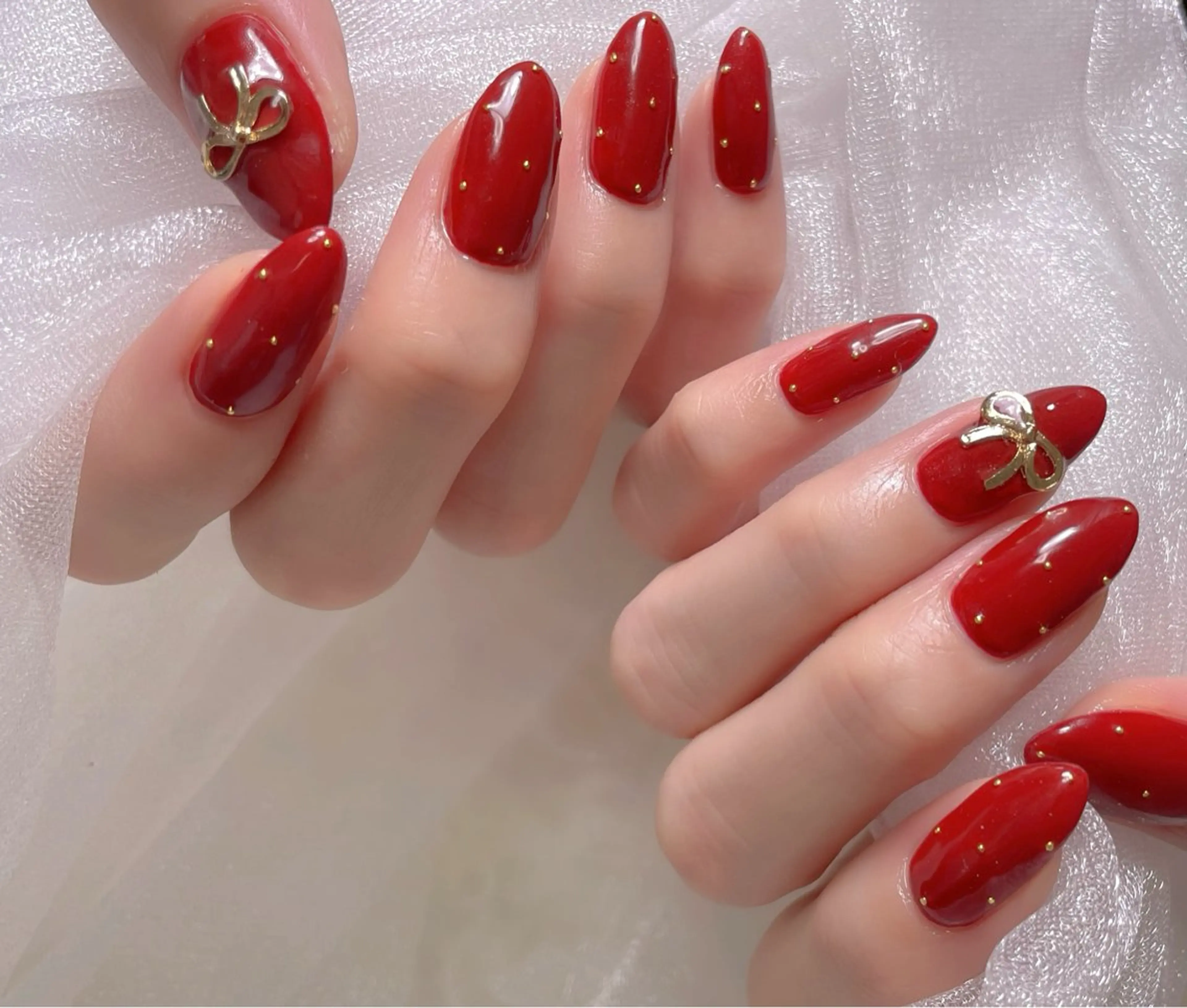 リボンネイル #クリスマスネイル #冬ネイル｜Bell'z Nail所属・owner