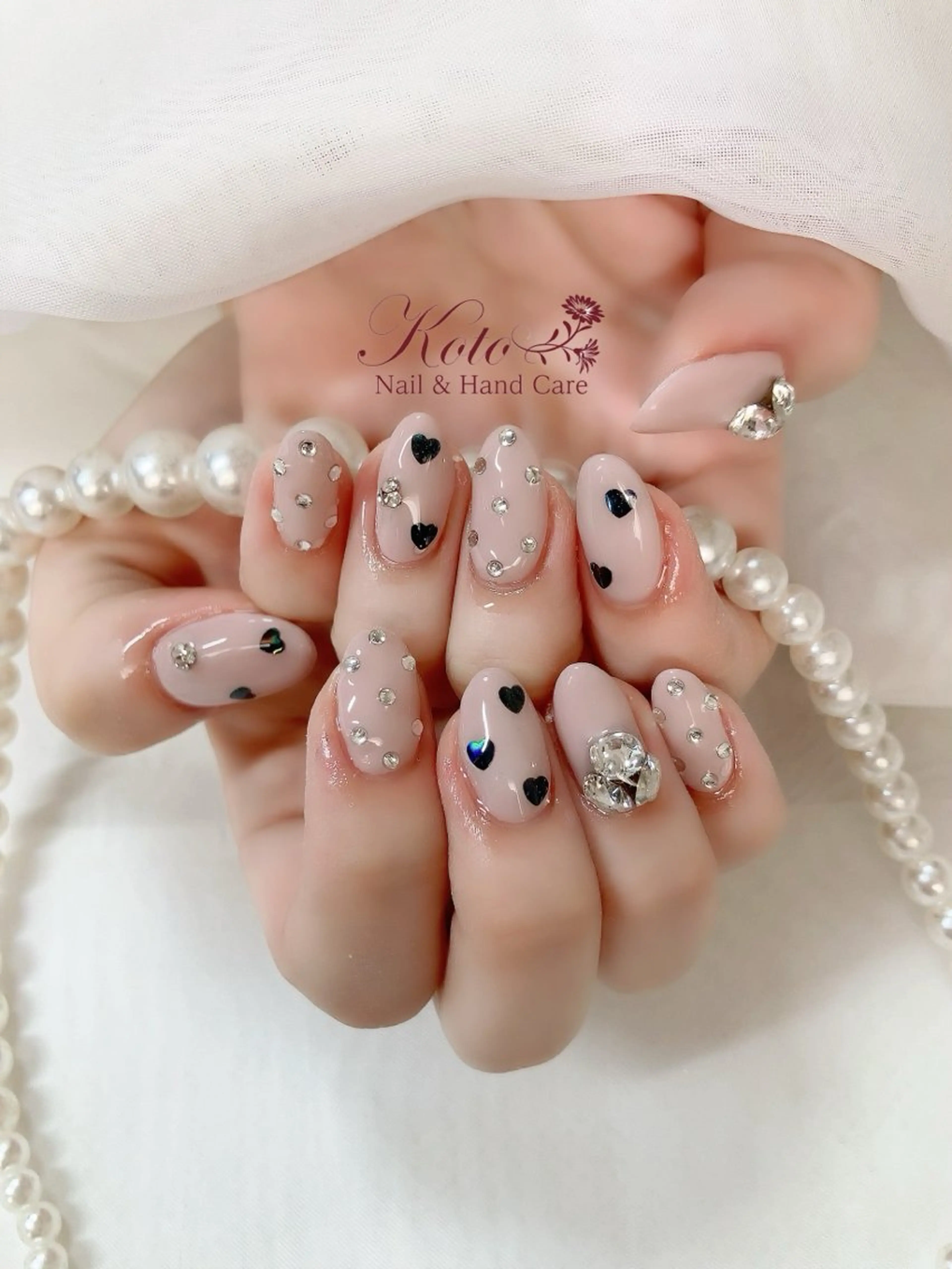 ネイル 長さ出し ジェルネイル ハート 持ち込み ニュアンスネイル ハンドネイル Nail Salon KOTOのネイルデザイン