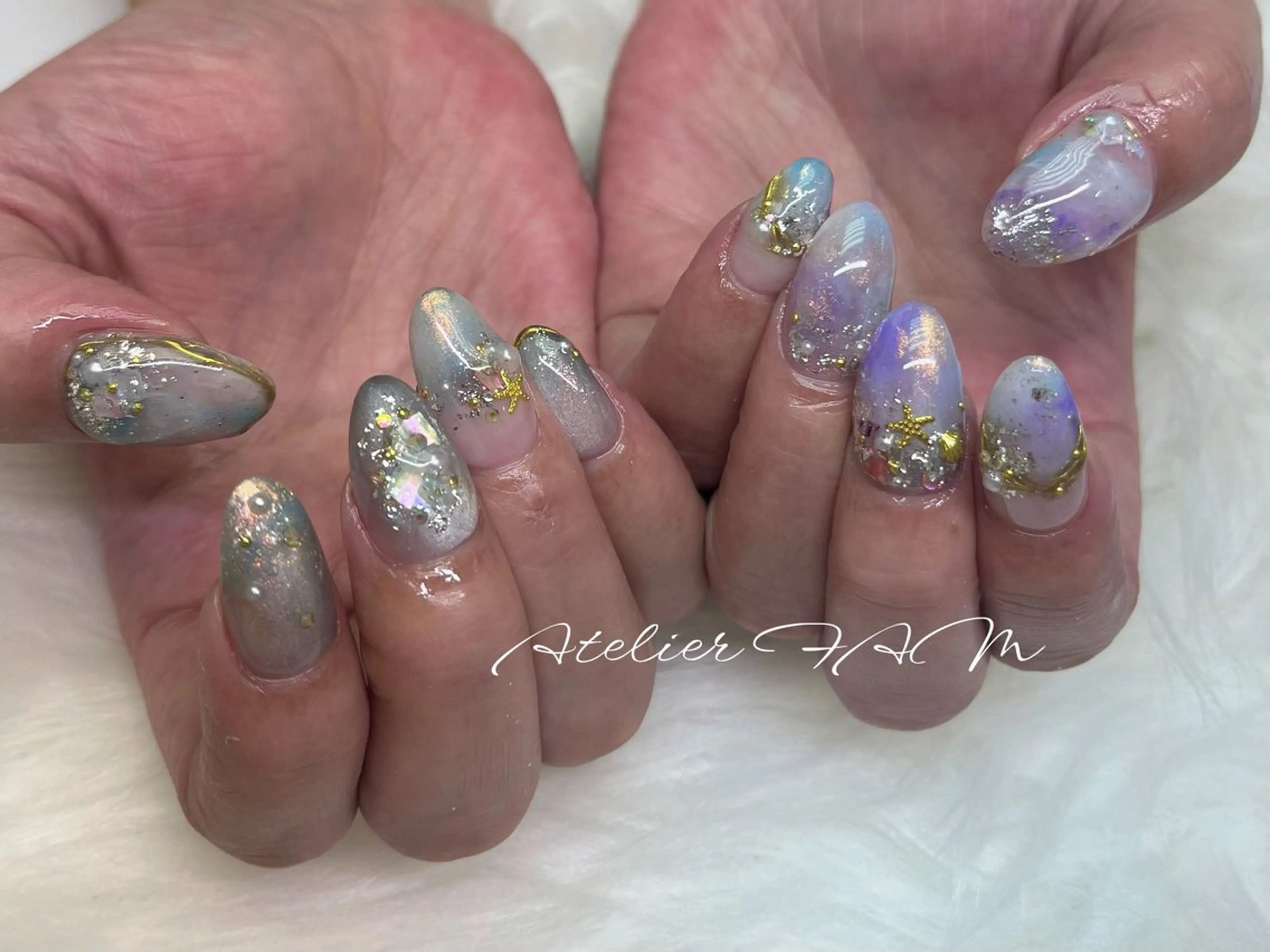 ミディアム フットネイル nail&eyelashsalon atelier fam上本町店所属・アトリエ FAMのネイルデザイン