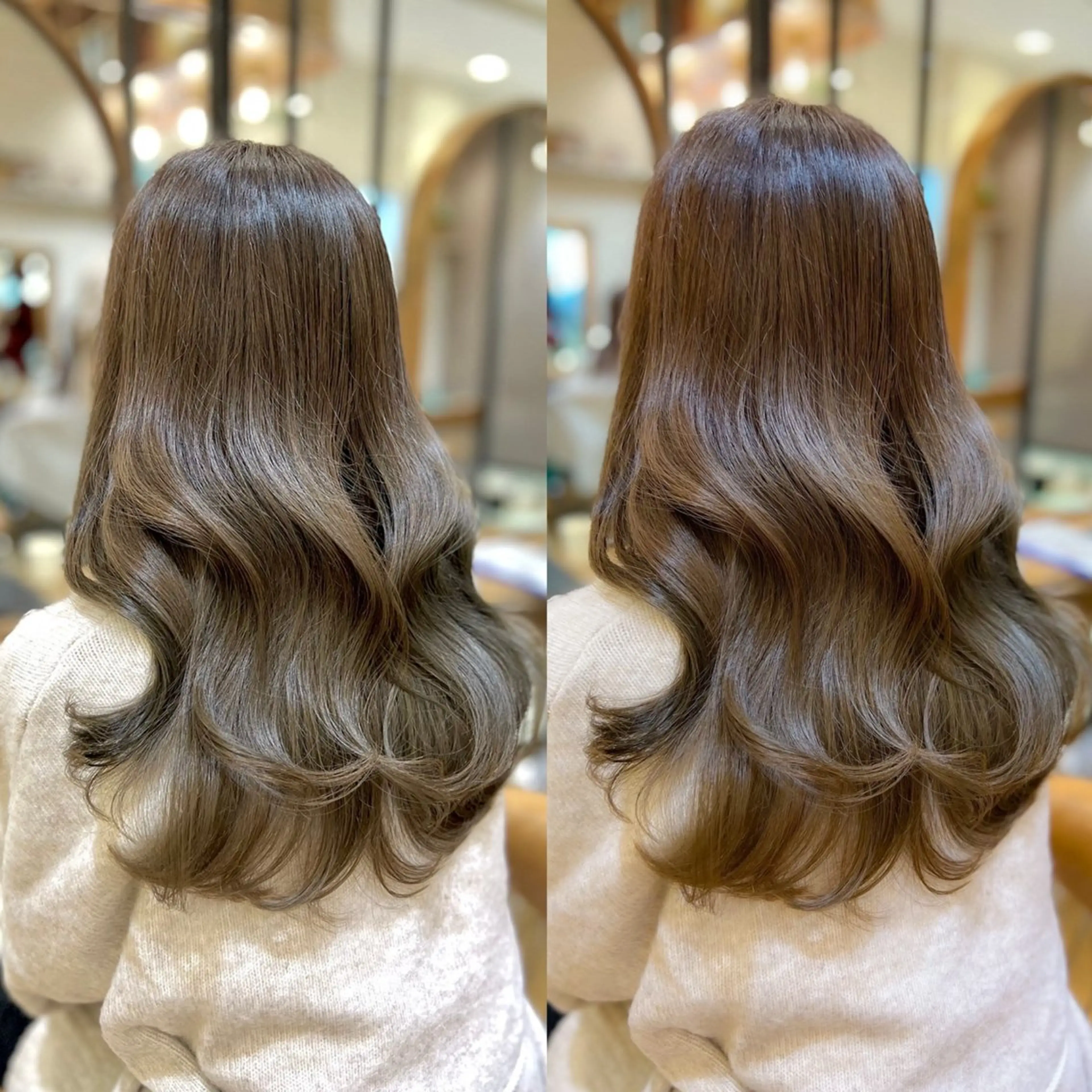 セミロング カット ヘアカラー ‎🤍くびれヘア 🖤菊池 瑛士のヘアスタイル