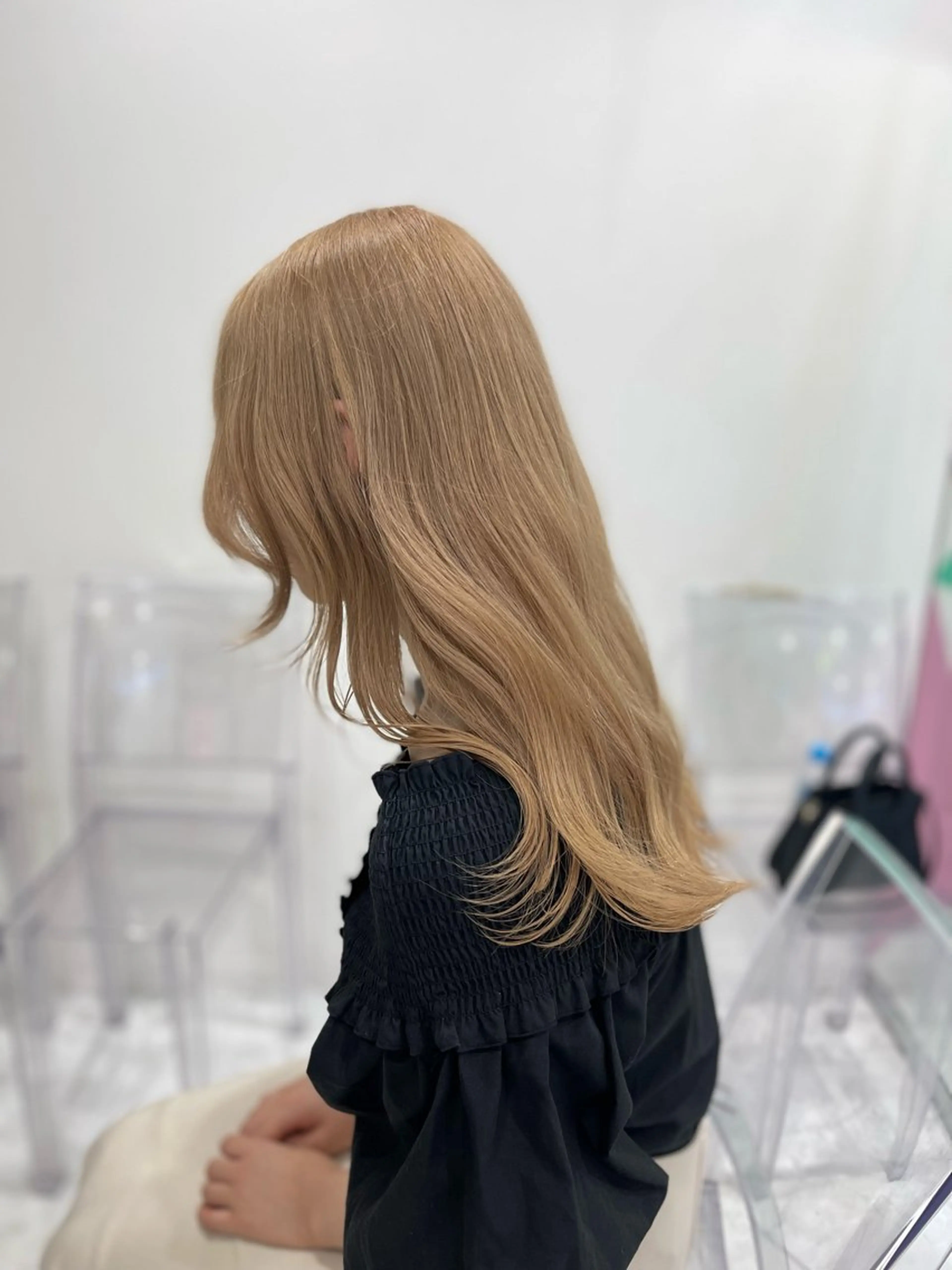 ロング カラー ベージュカラー ブリーチ ブロンド グレージュ ハイトーンカラー ヘアカラー トリートメント ヘアセット ベージュ‎/ダブルカ ラー/RINKA🎀のヘアスタイル