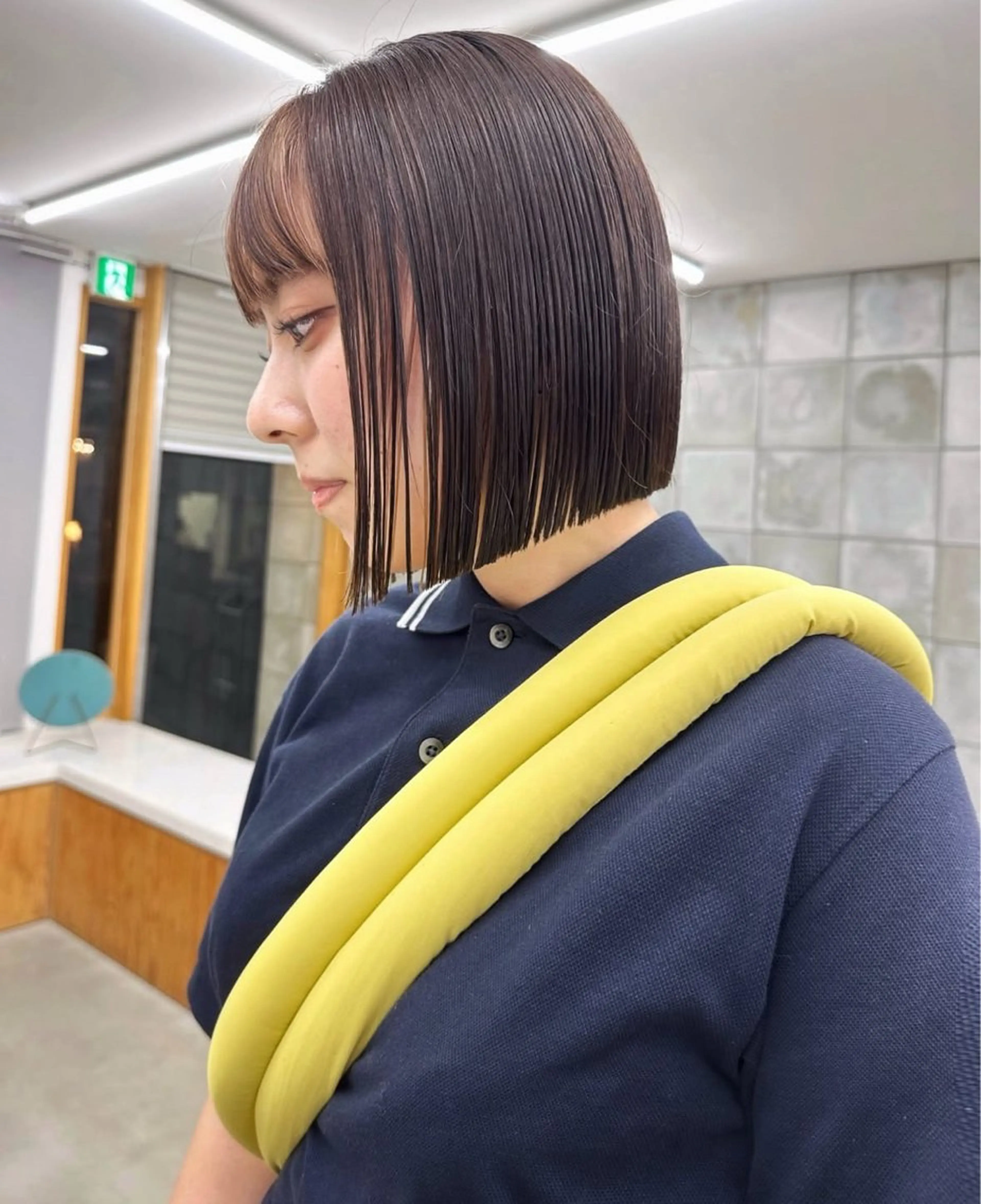 ショート カラー 切りっぱなしボブ 前下がりボブ ボブ カット ヘアカラー 榛地 渉馬のヘアスタイル