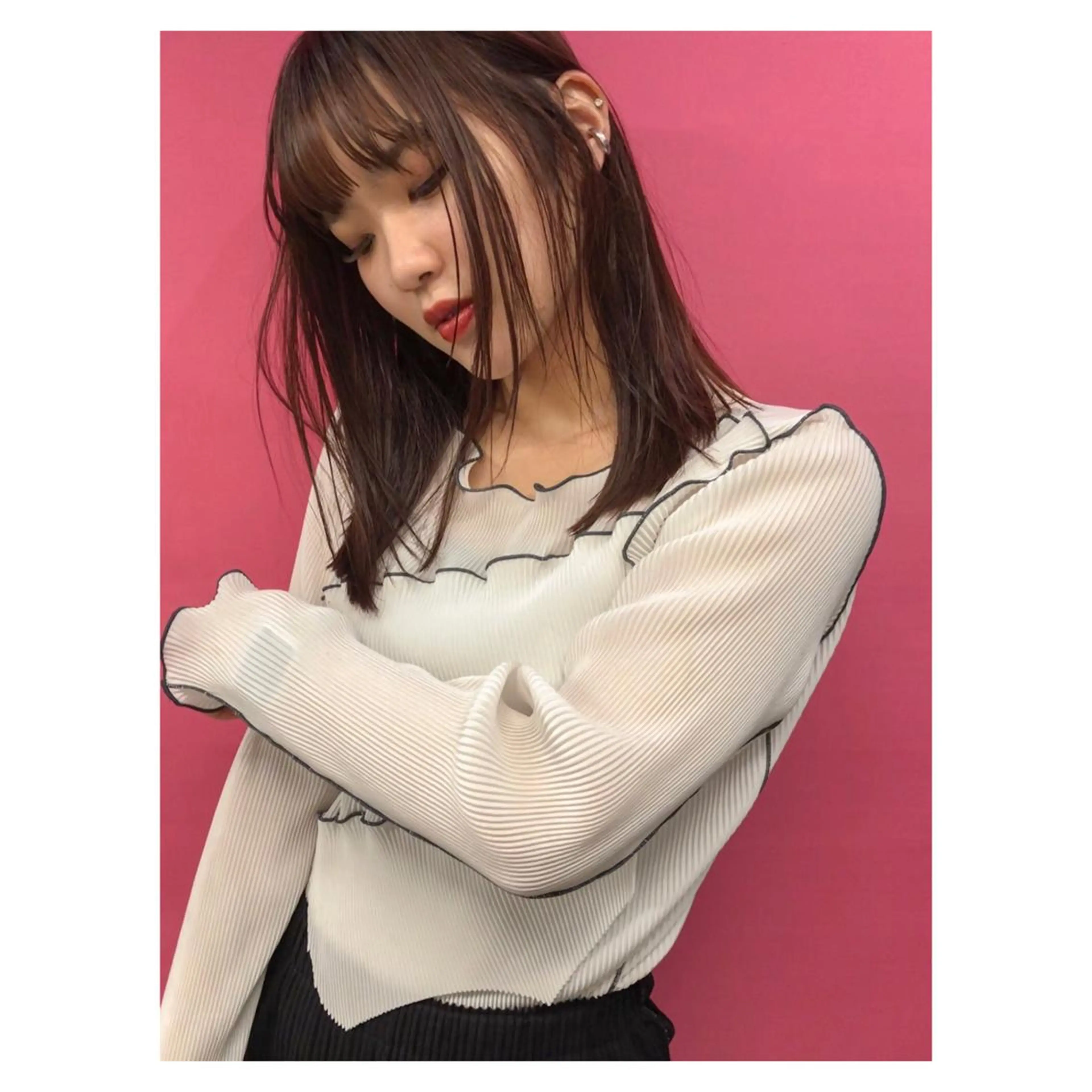 セミロング カット ヘアカラー トリートメント nessヤマサキ リュウタのヘアスタイル