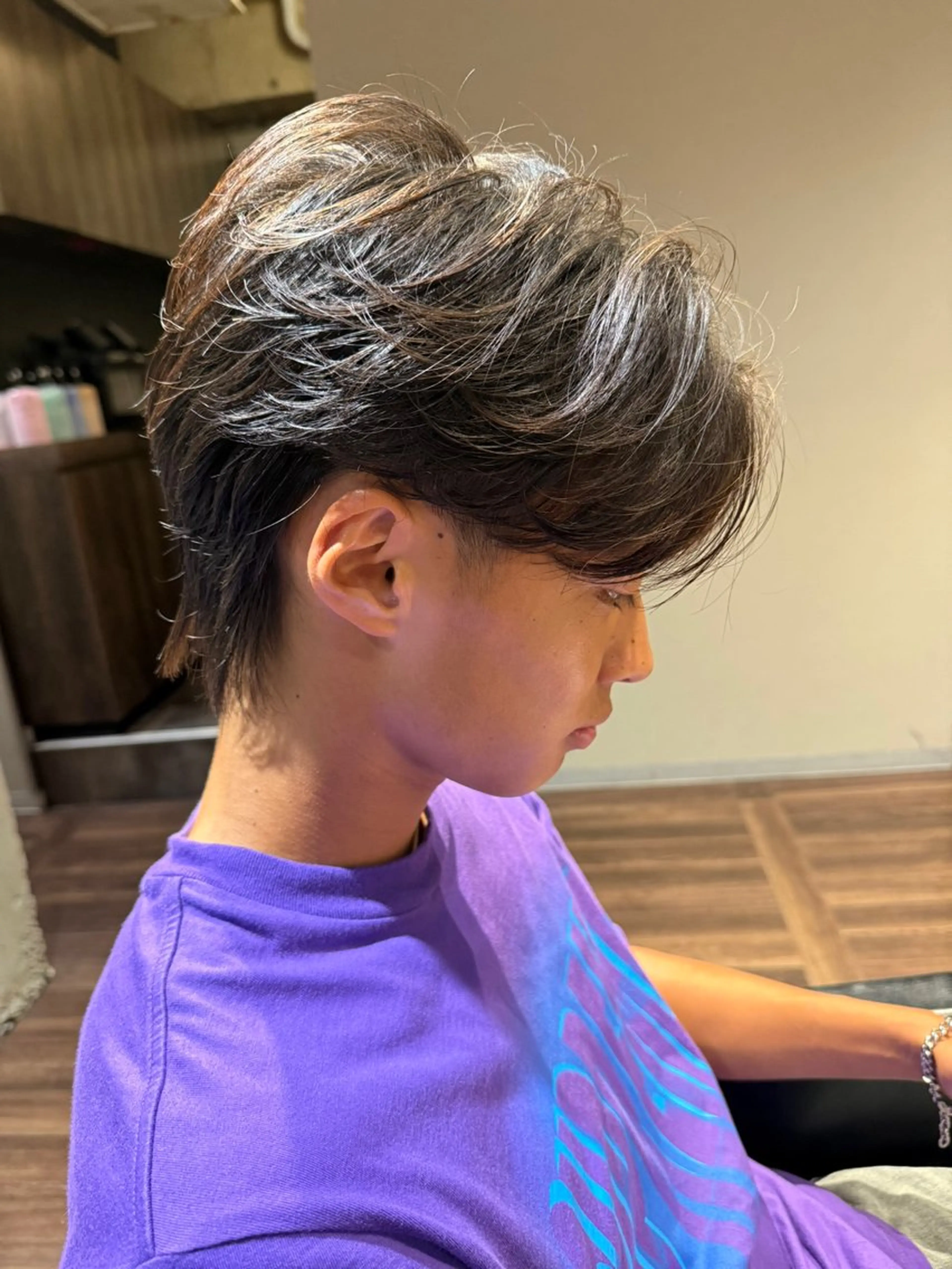 ショート パーマ メンズ センターパート フェザーパーマ メンズパーマ カット パーマ メンズ韓国ヘア/佐藤 恒輝のヘアスタイル