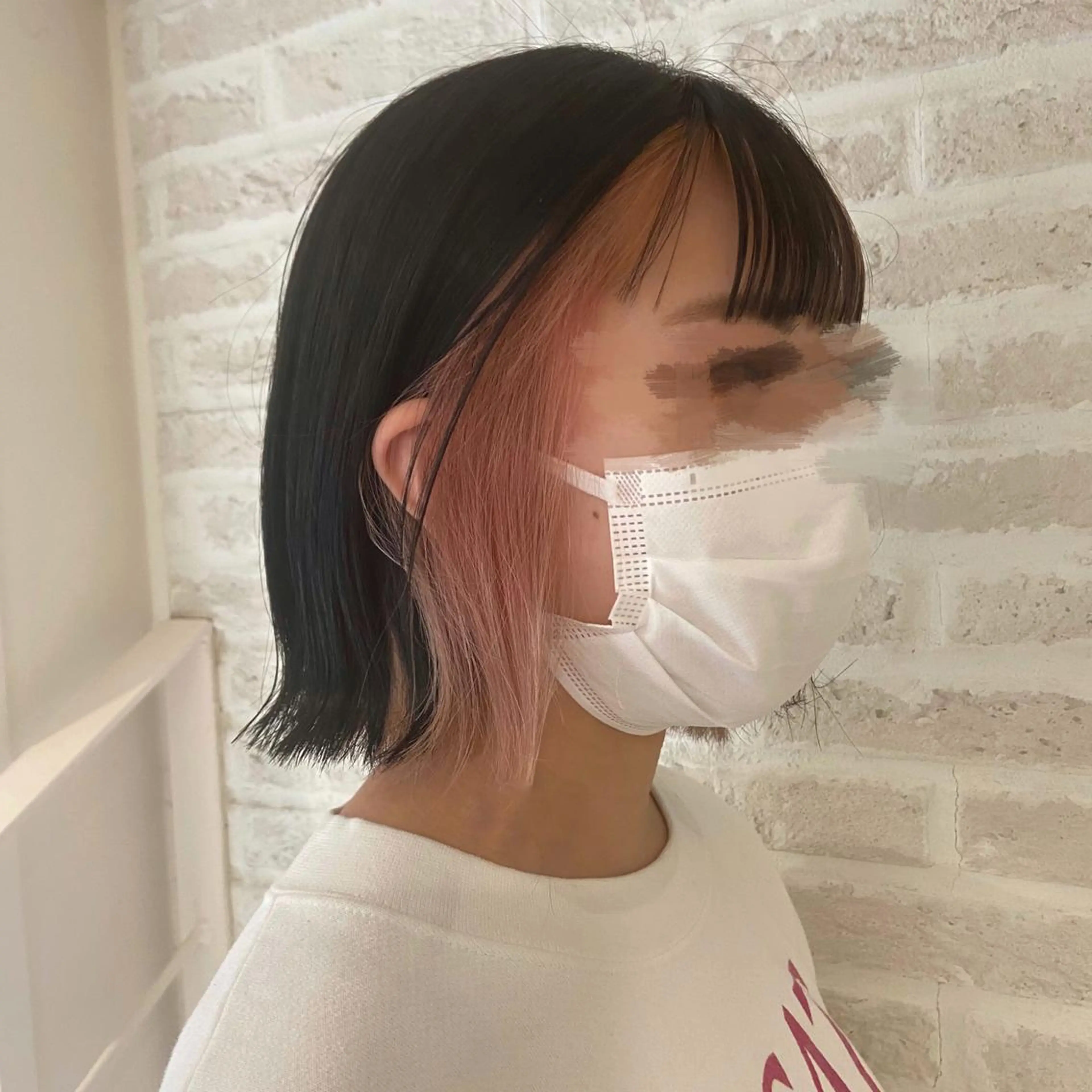 ショート カラー ミストバング ブリーチ  フェイスフレーミング ピンクカラー 北岡慶子☺︎／ リピーター様多数👏のヘアスタイル