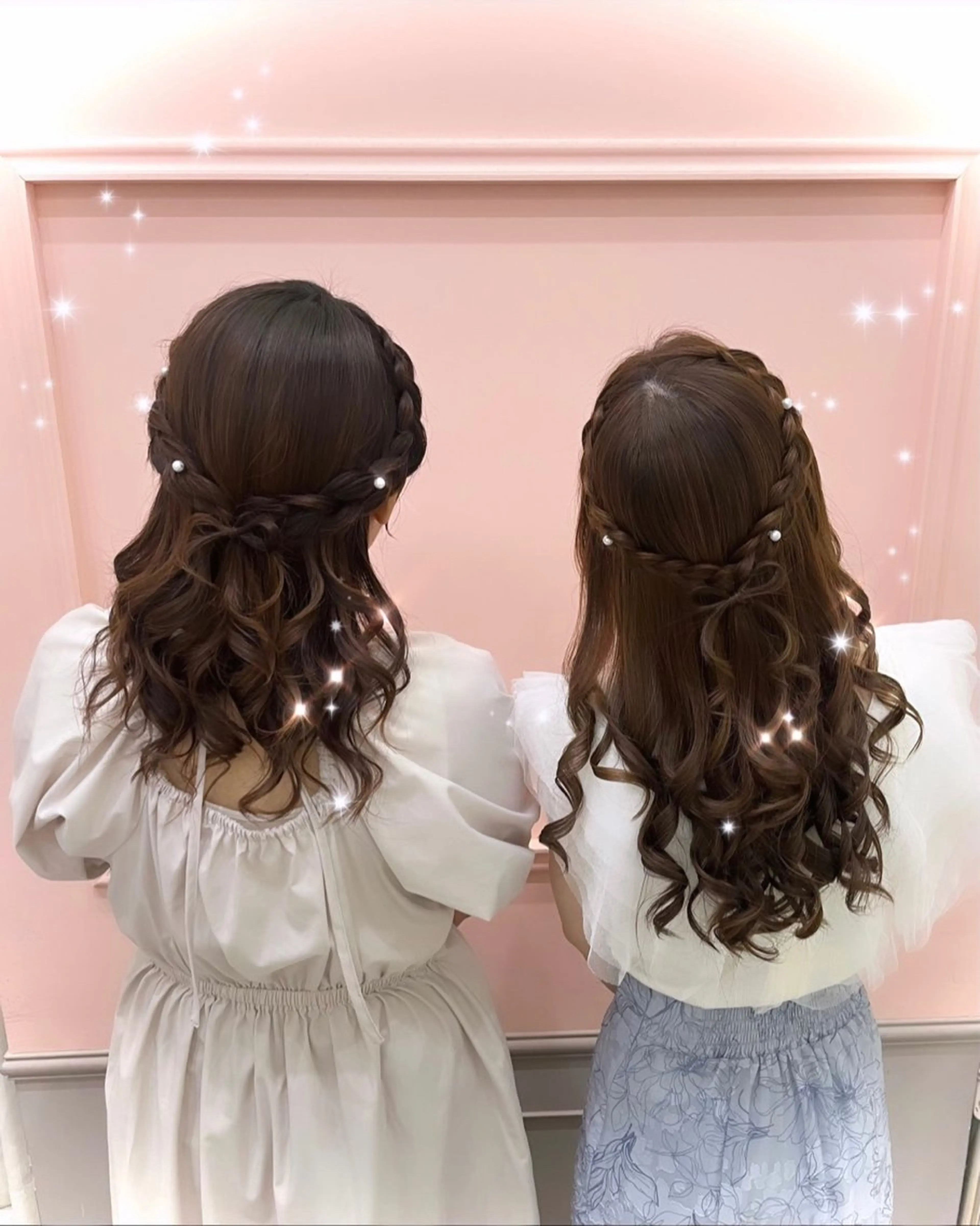 セミロング ヘアアレンジ ハーフアップ ヘアセット lien ヒジリのヘアスタイル