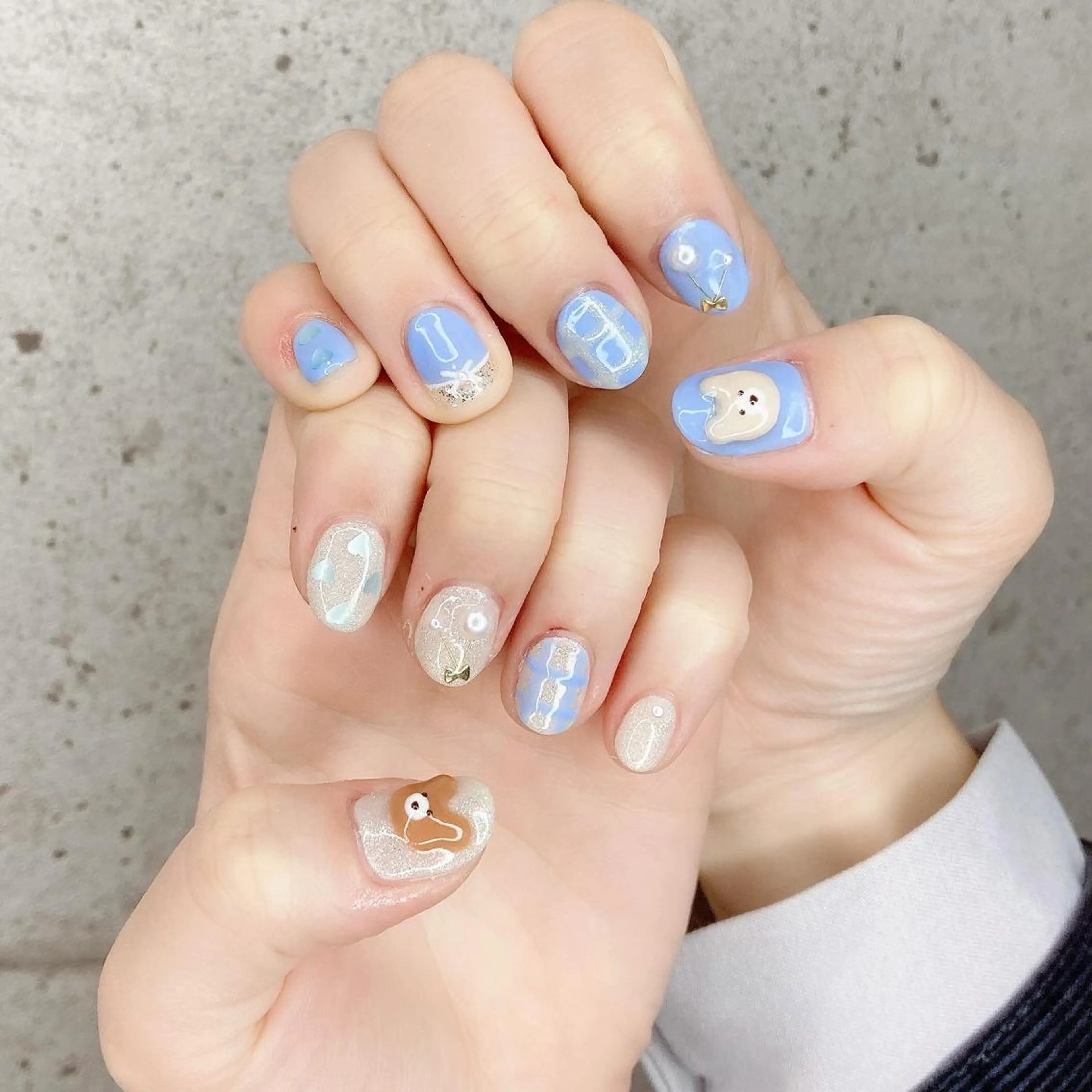 ネイル ジェルネイル ハート パラジェル ぷっくりネイル 冬ネイル ハンドネイル Nail Kのネイルデザイン