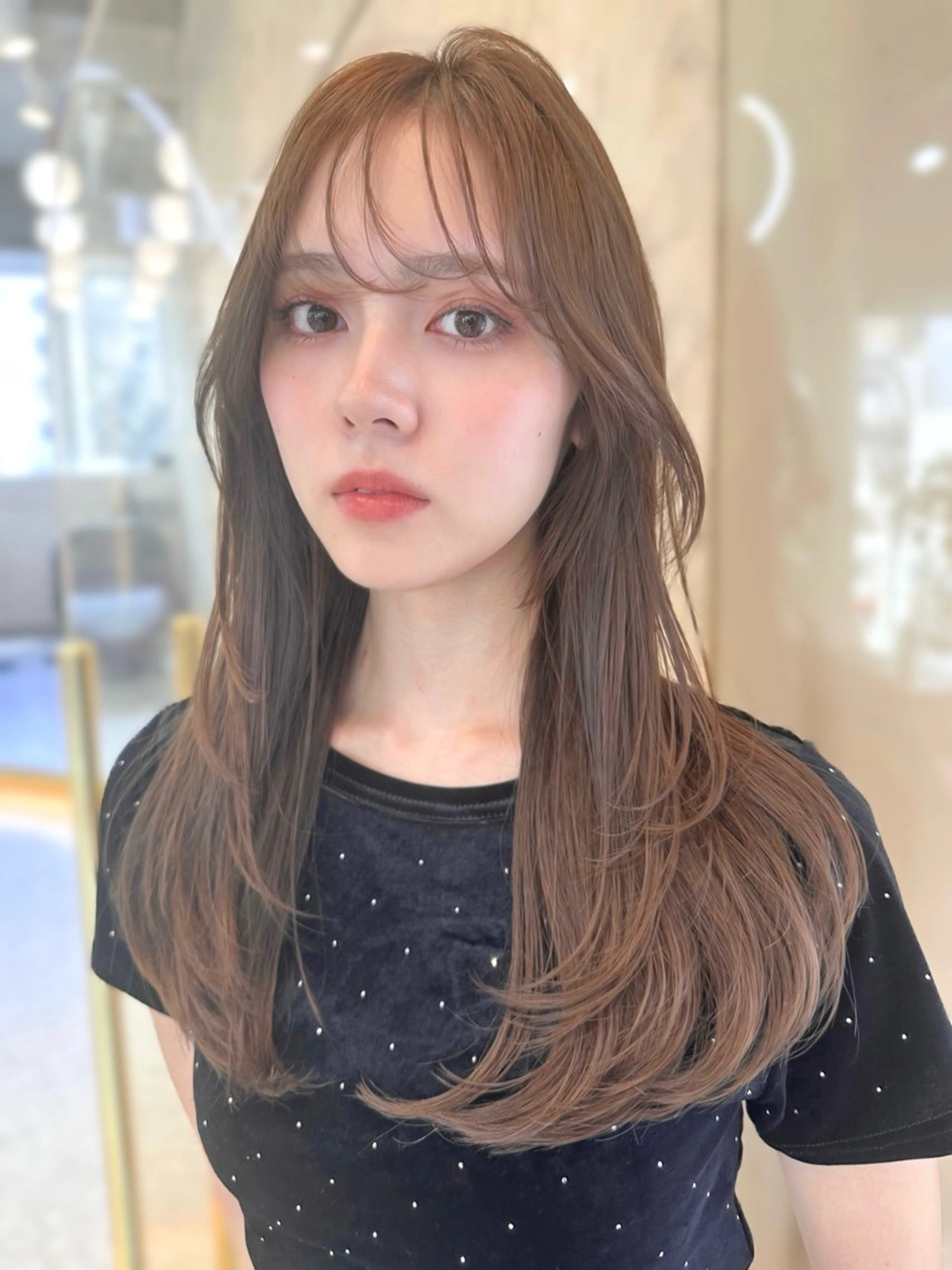 セミロング カラー カット ヘアカラー トリートメント ヘッドスパ ヘアセット 韓国レイヤー/透明感 カラー/髪質改善角所のヘアスタイル
