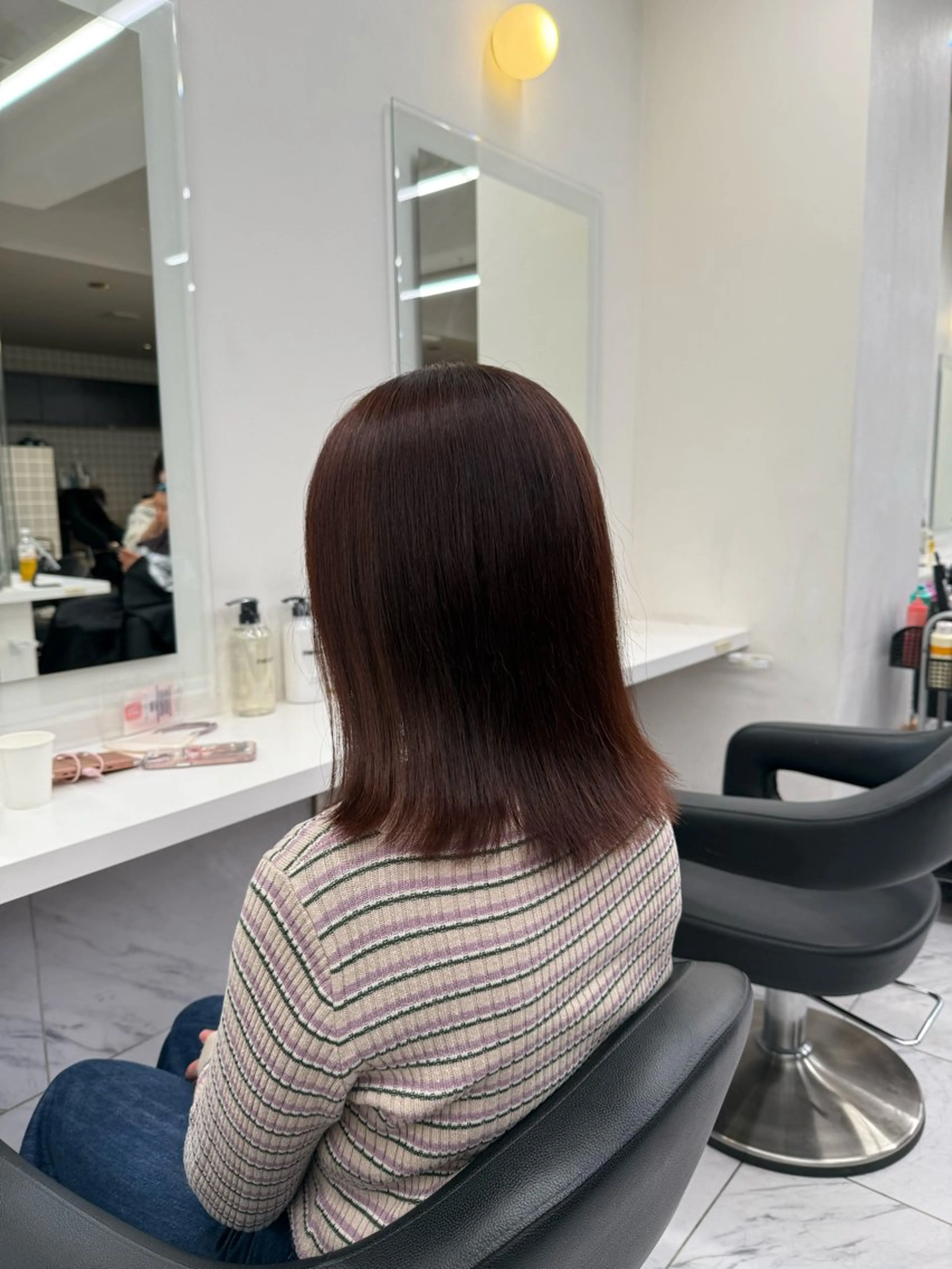 セミロング カラー ヘアアレンジ カット ヘアカラー トリートメント ヘッドスパ 💗暖色特化ピンク/ 赤髪💗HARUNAのヘアスタイル