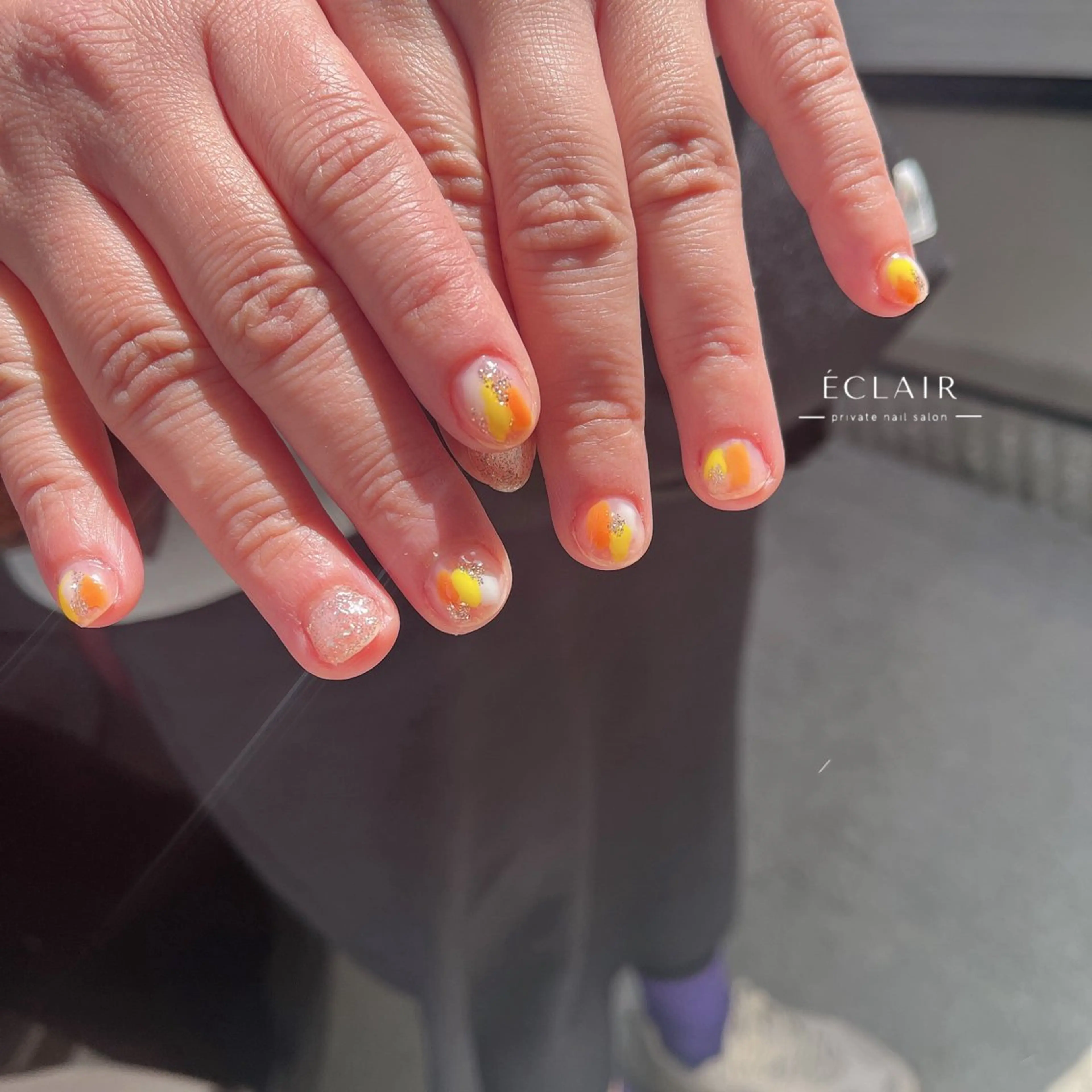 ネイル フレンチネイル ミラーネイル ニュアンスネイル シンプルネイル ハンドネイル - Éclair - hitomiのネイルデザイン