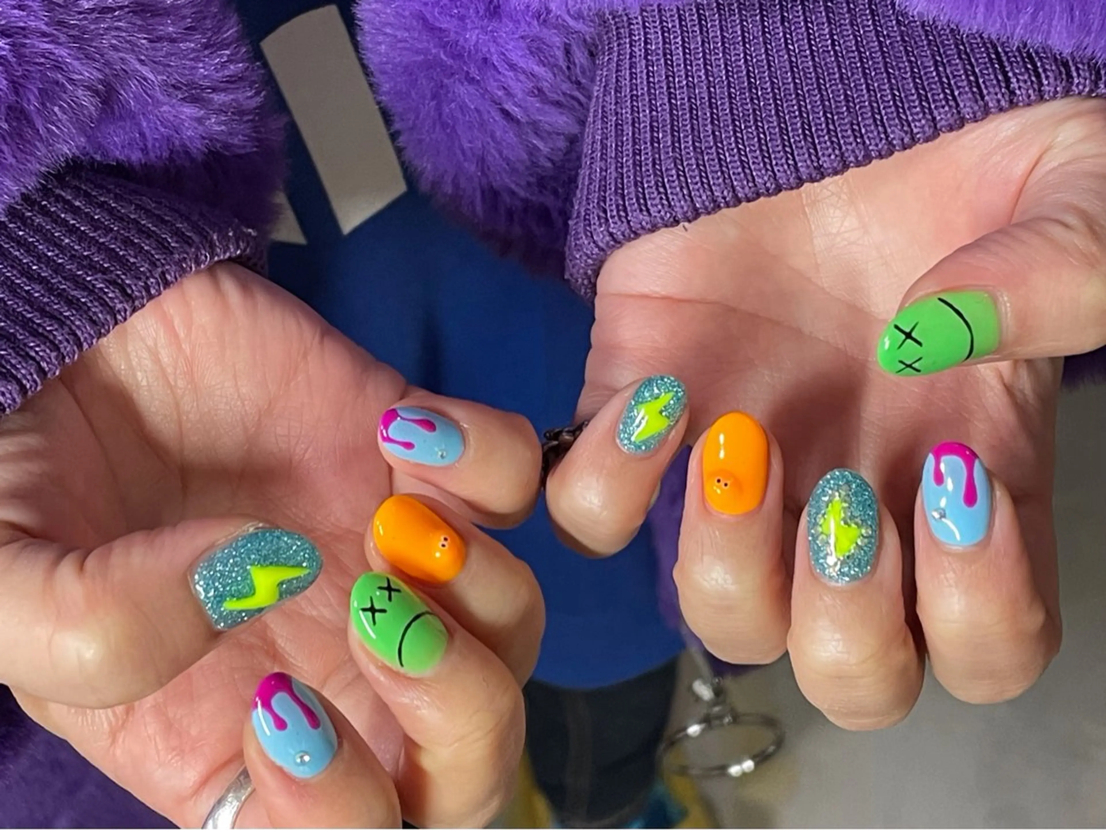 ネイル オーロラネイル フットネイル フレンチネイル ジェルネイル 韓国ネイル ハンドネイル kiki nail 二子玉川のネイルデザイン