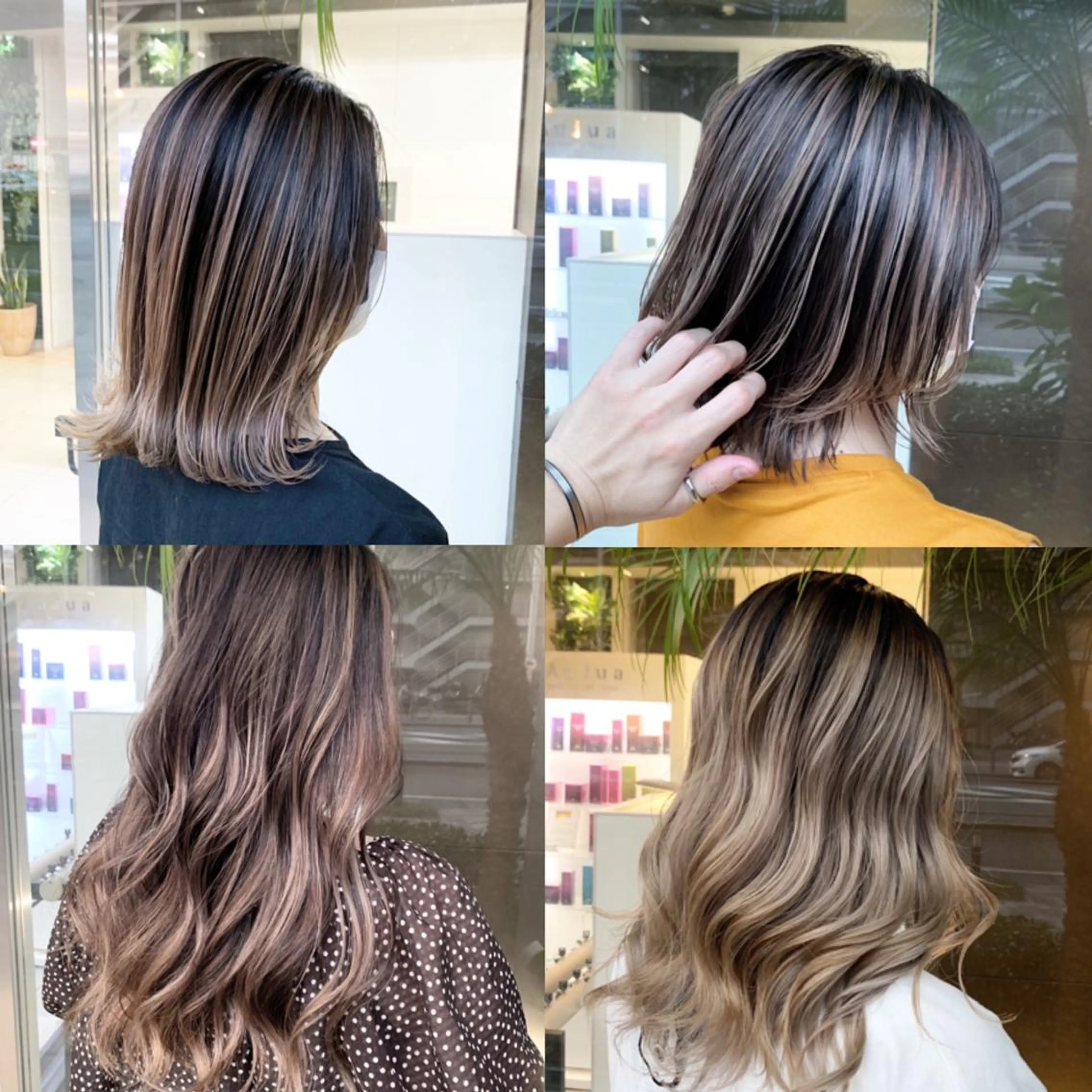 セミロング カラー ブリーチ ケアブリーチ 透明感カラー イルミナカラー トリートメント 髪質改善 Noe心斎橋店のヘアスタイル