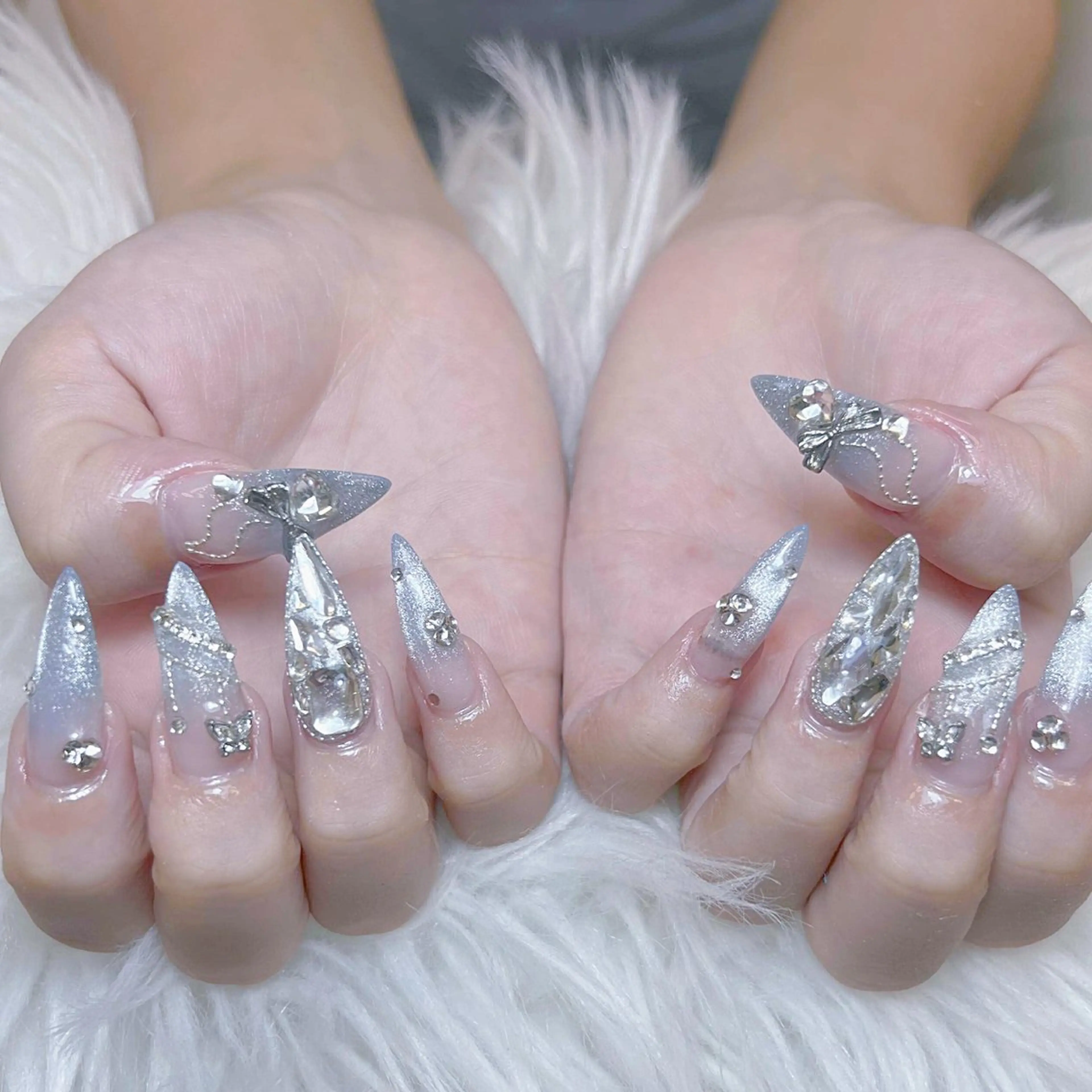 ネイル チークネイル 長さ出し フットネイル マグネットネイル 持ち込み ハンドネイル ANH NAIL ゴテゴテ専門店💎のネイルデザイン