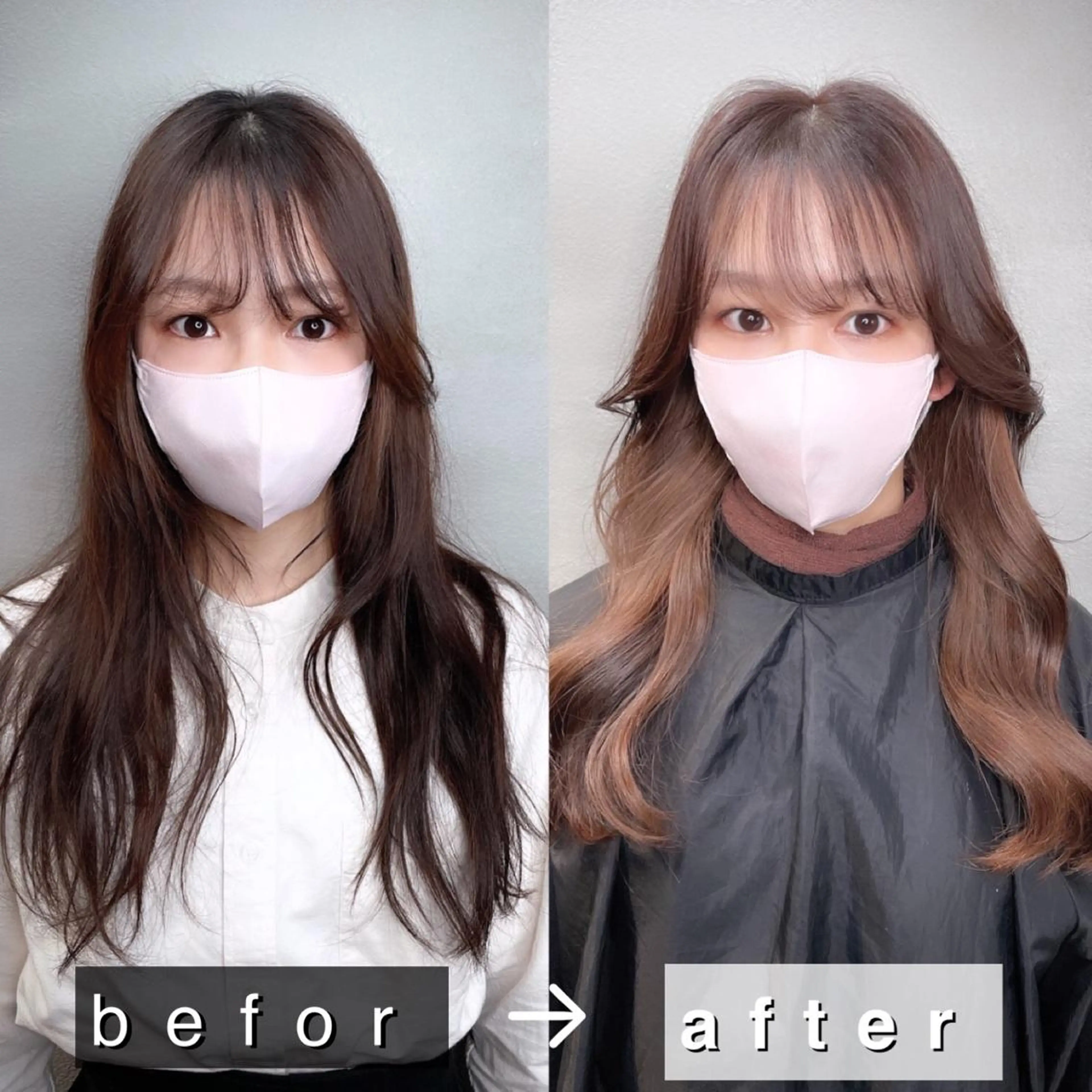 ロング カラー ヘアアレンジ カット ヘアカラー ブリーチなし透明感カ ラー×韓国ヘア♡ヒデのヘアスタイル