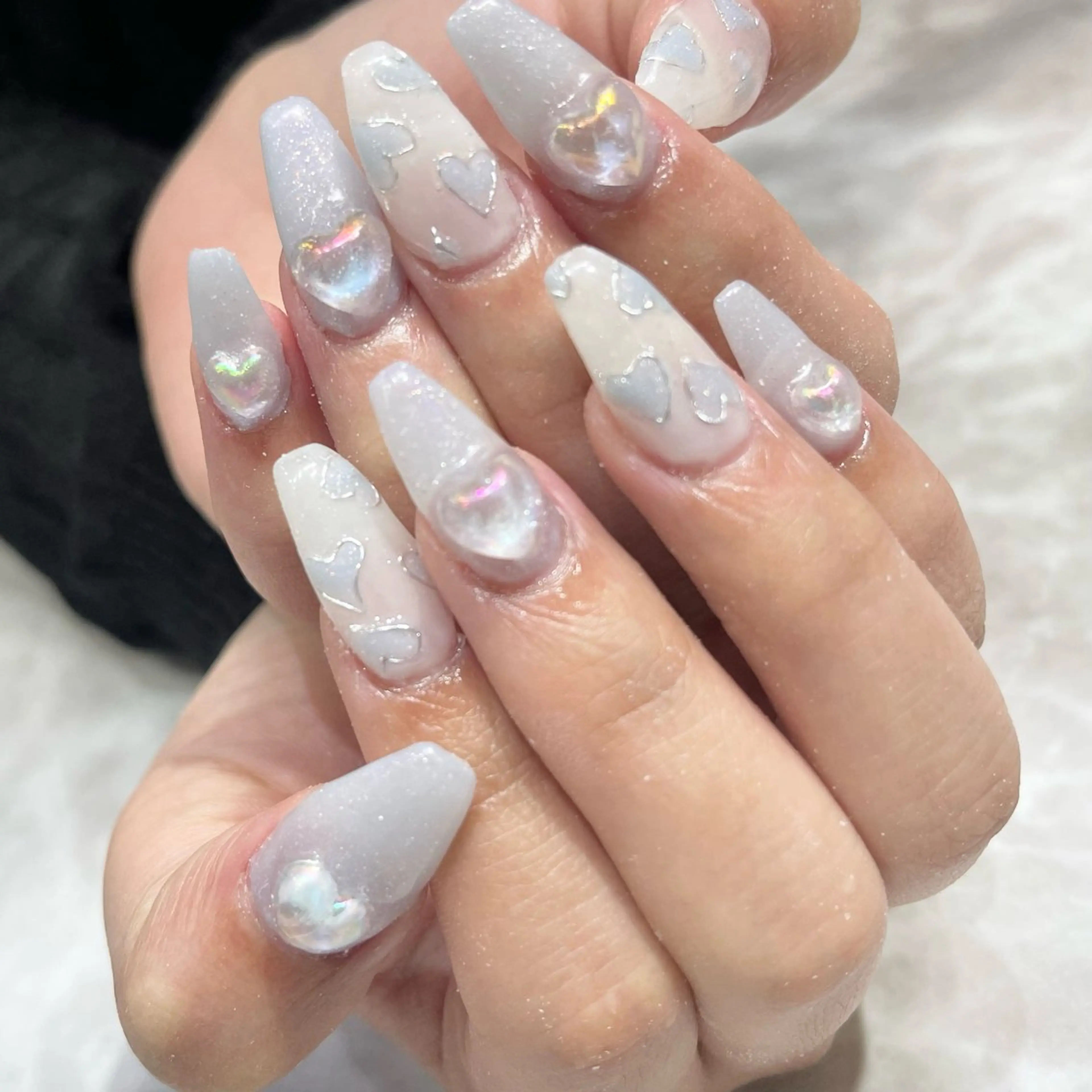 ネイル アートネイル ブルー ハート 水色 ネイルチップ 粕屋耳ツボジュエリー 💎（ネイル休）のその他イメージ