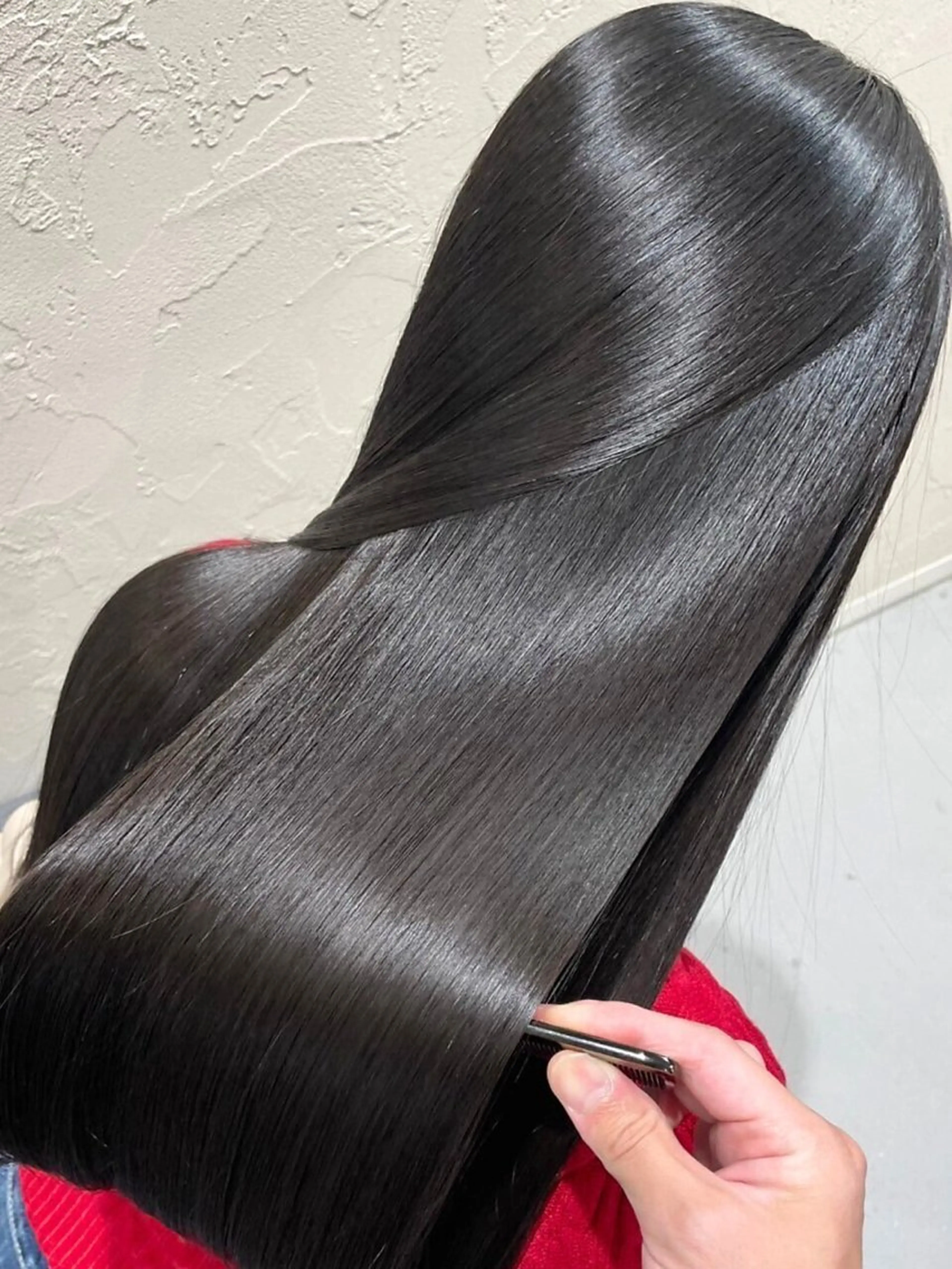 ロング カラー 黒髪 ブルーカラー 透明感カラー ナチュラルブラック ヘアカラー 藤原/豊田市 メンズパーマのヘアスタイル